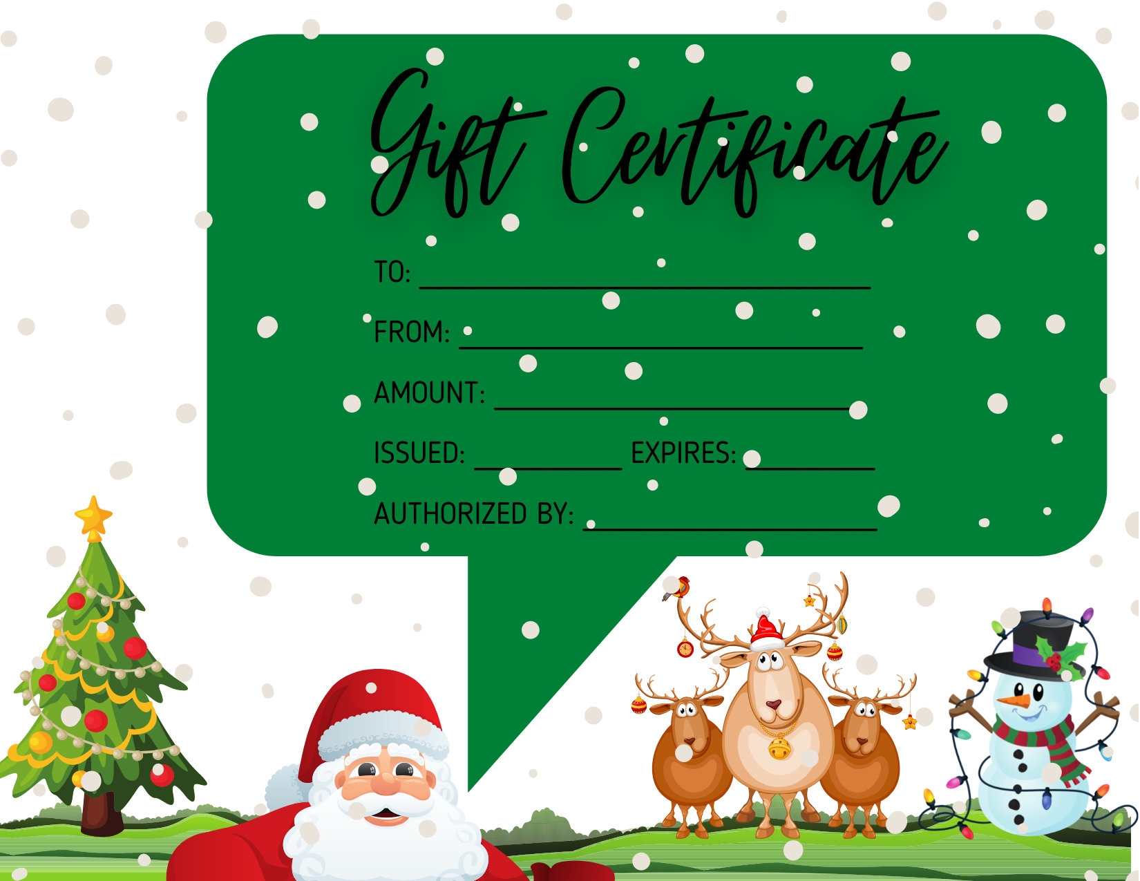Printable Blank Christmas Gift Certificate Template