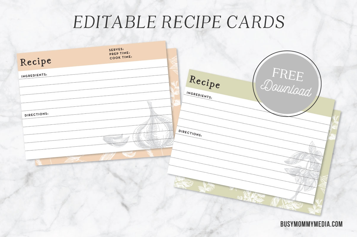 Editable Recipe Cards Worksheets Library