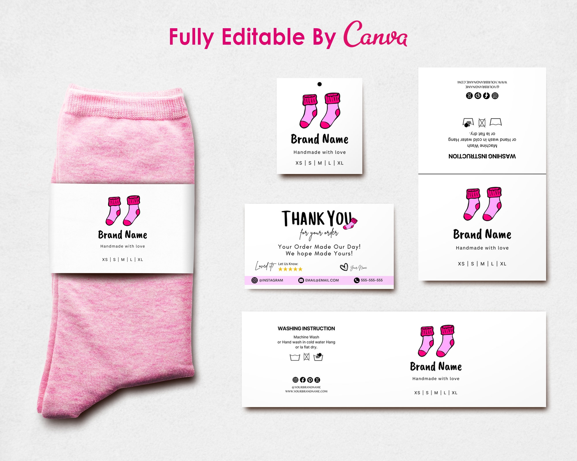 Editable Socks Label Template DIY Socks Hang Tag Fold Over Tag Wrap Label Handmade Items Printable Canva PDF Files Etsy