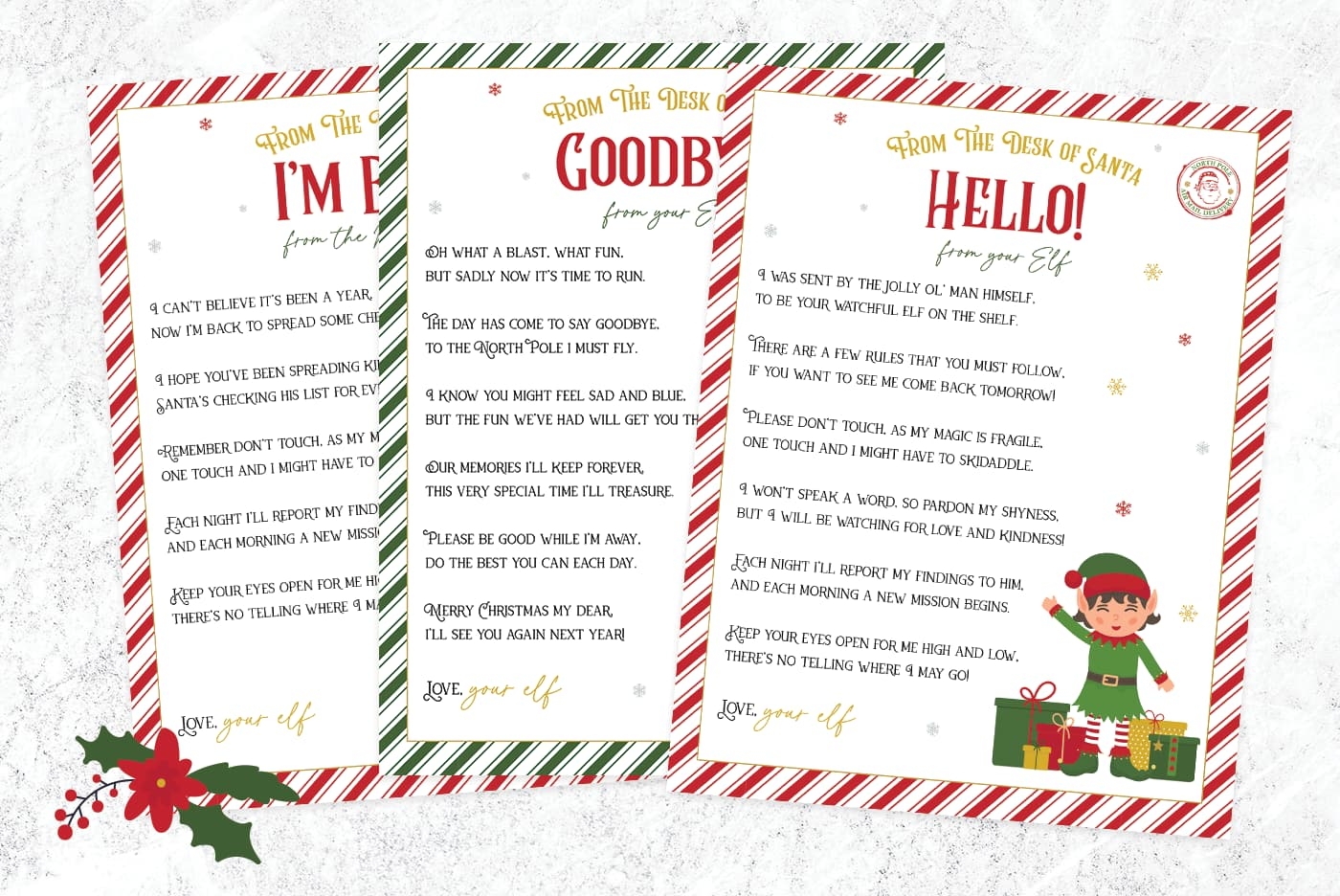 Elf On The Shelf Arrival And Goodbye Letters FREE Printable Set Favorite Printables