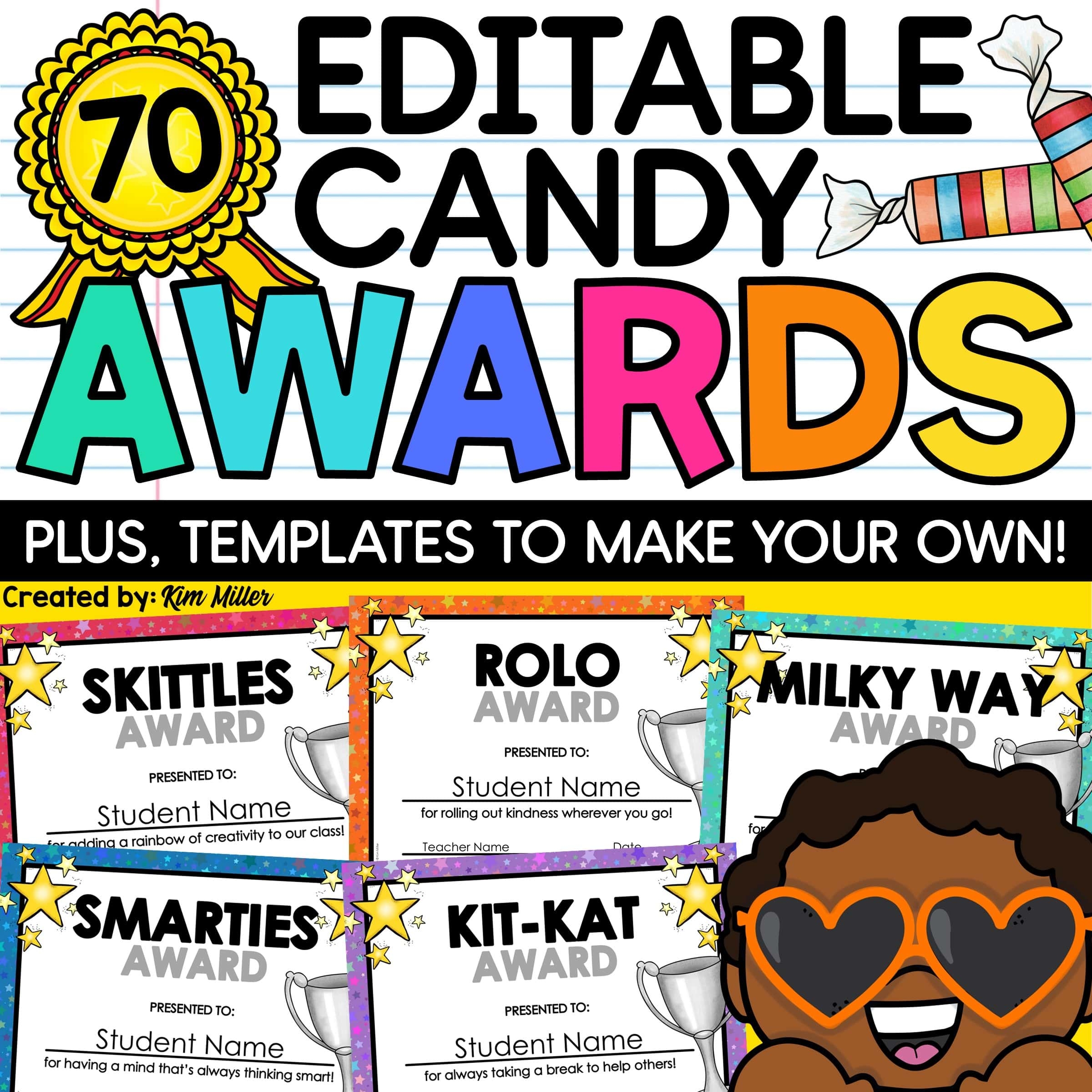End Of The Year Awards Certificates Candy Bar Classroom Student 