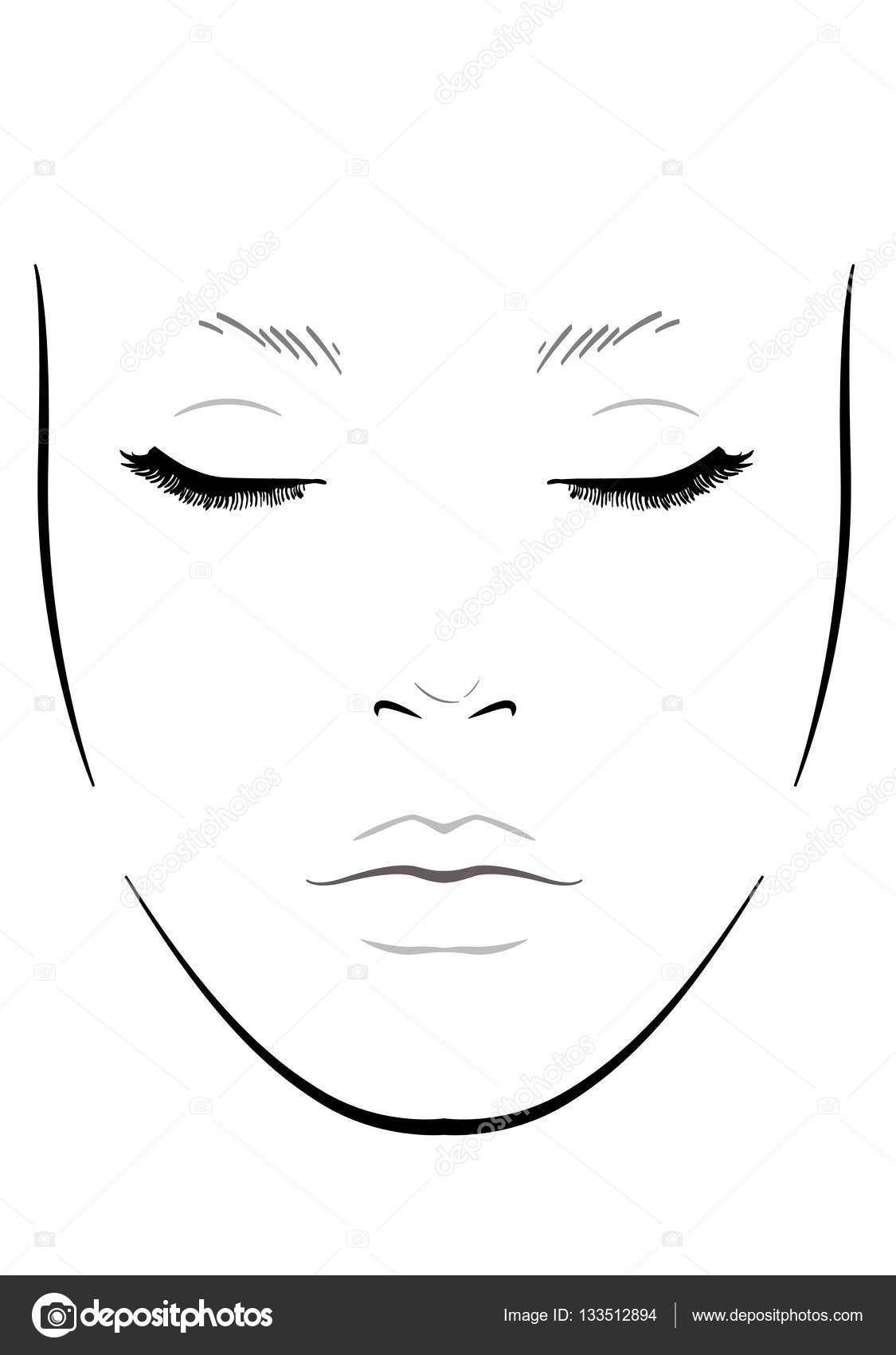 Face Chart Makeup Artist Blank Template Vector Illustration 