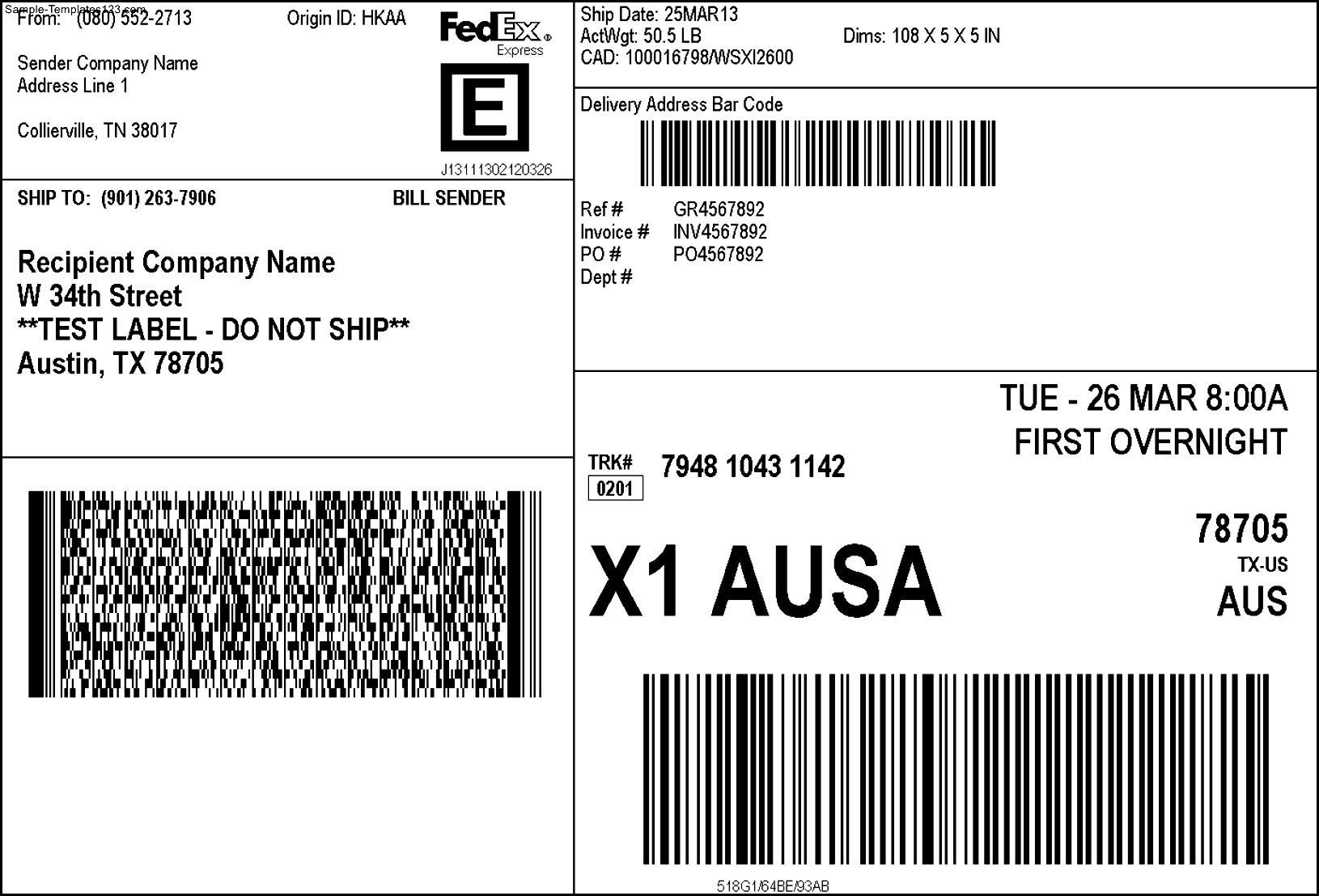 Fake Fedex Label Template Free Printable