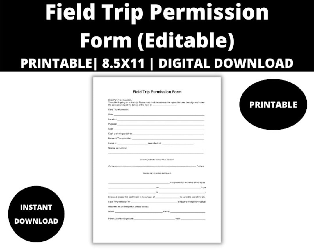 Field Trip Permission Form Field Trip Permission Slip Field Trip Form Field Trip Slip Etsy UK