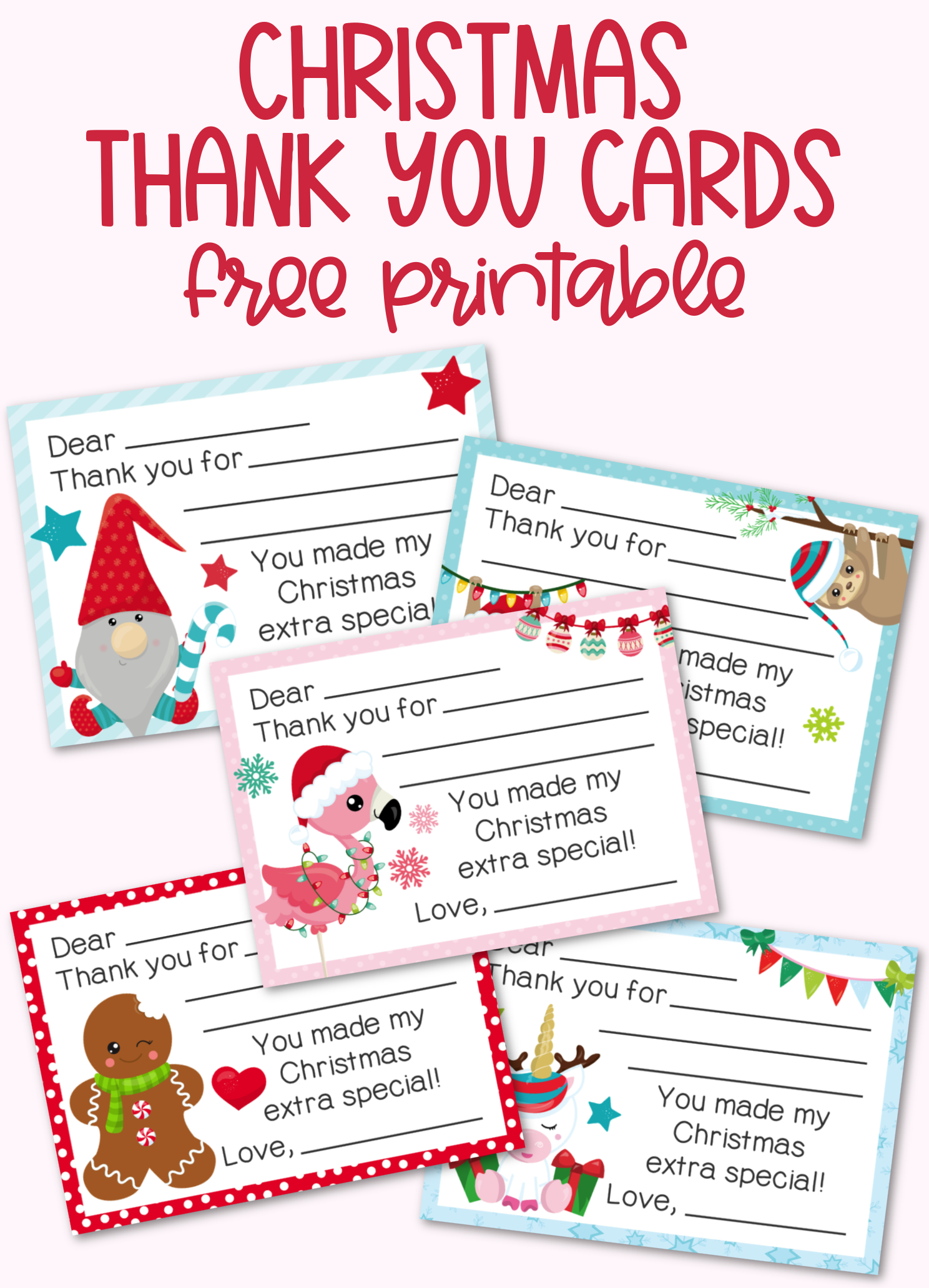 Christmas Thank You Cards Free Printable