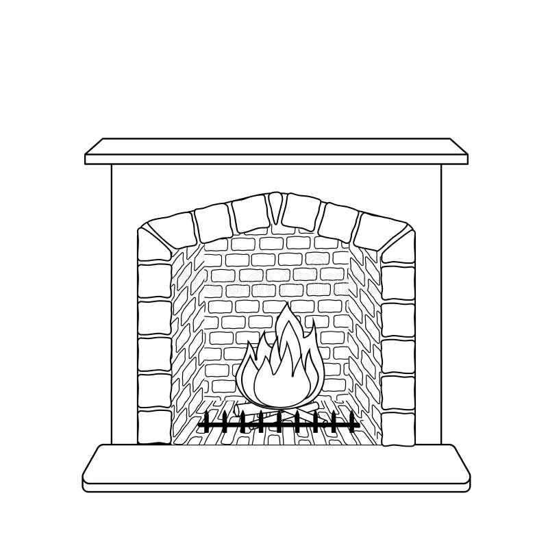 Fireplace Coloring Page Stock Illustrations 404 Fireplace 
