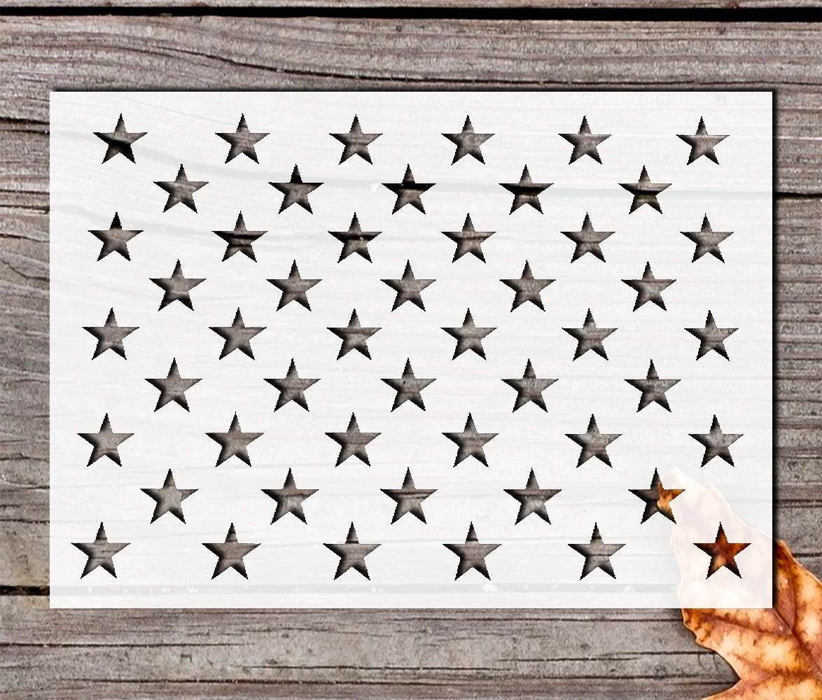 Flag Star Stencil Template Etsy