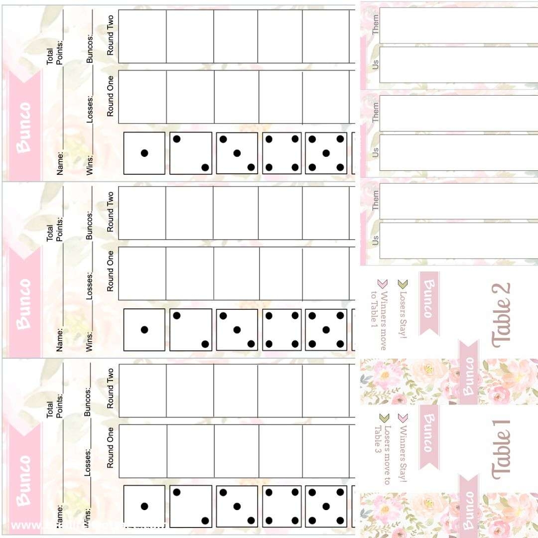 Free Bunco Score Sheets Printable