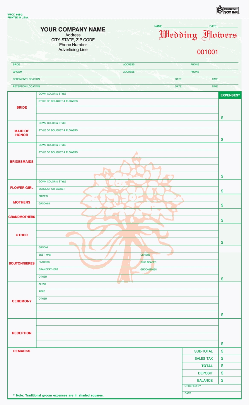 Printable Free Floral Order Form Template