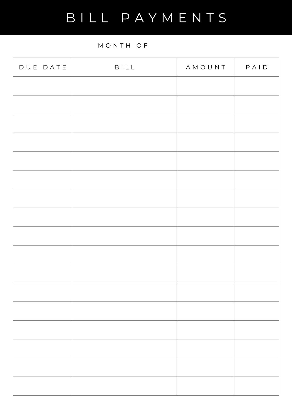 Monthly Budget Template Free Printable