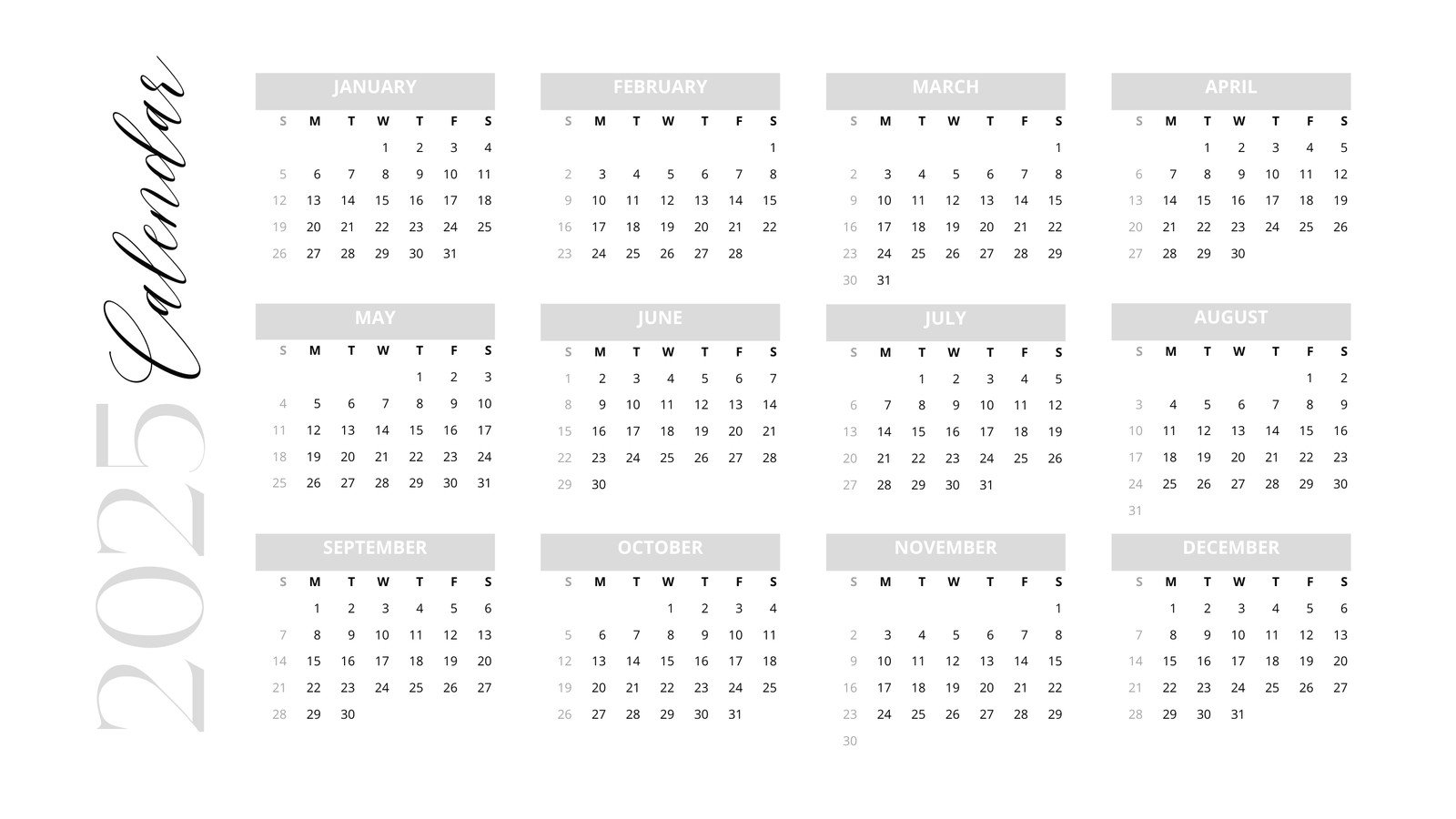 Free Printable Annual Calendar Templates