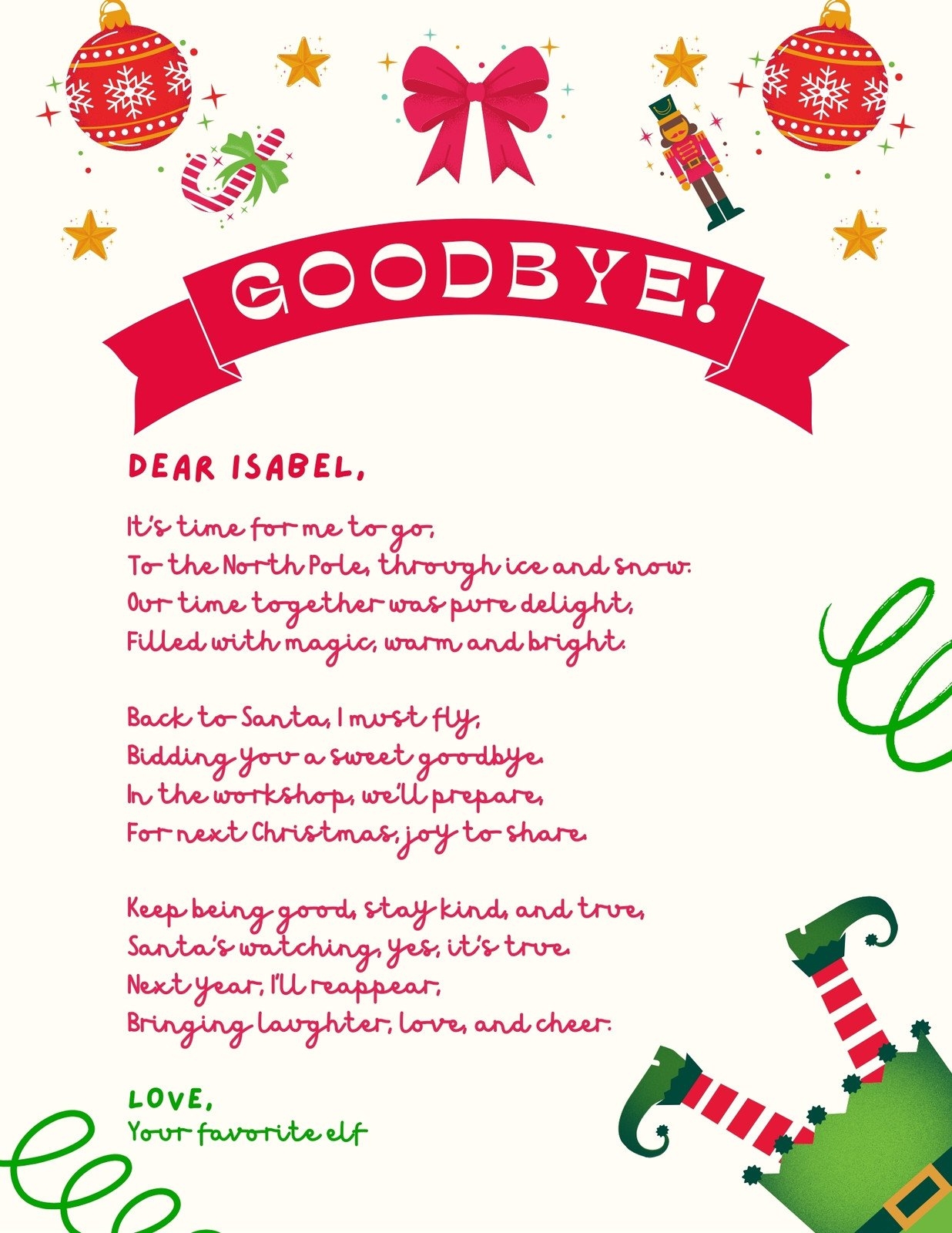 Free Printable Christmas Elf Letter Template