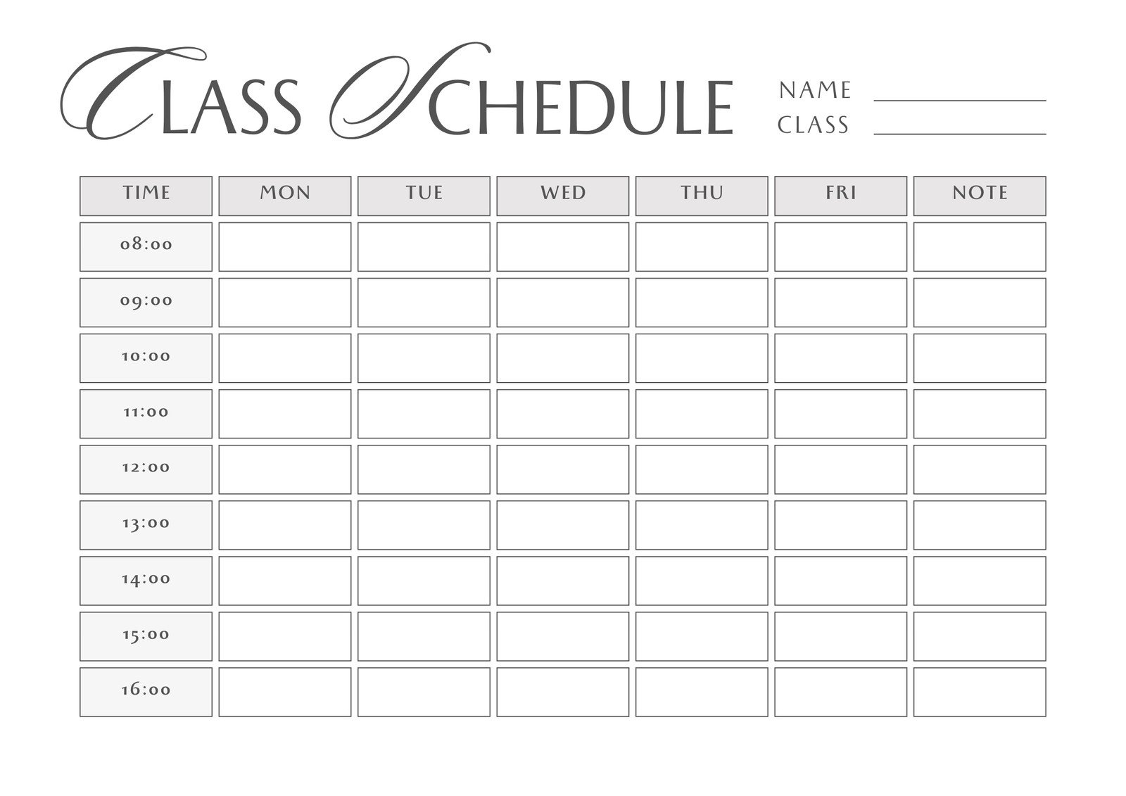 Free And Customizable Timetable Templates