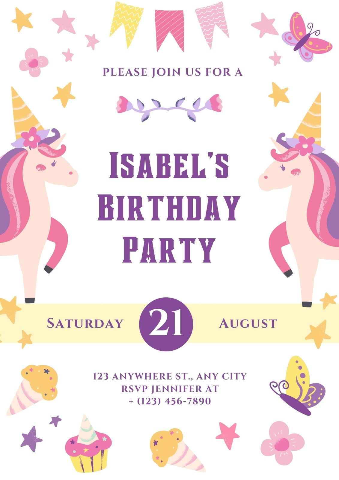Free Printable Unicorn Invitation Templates
