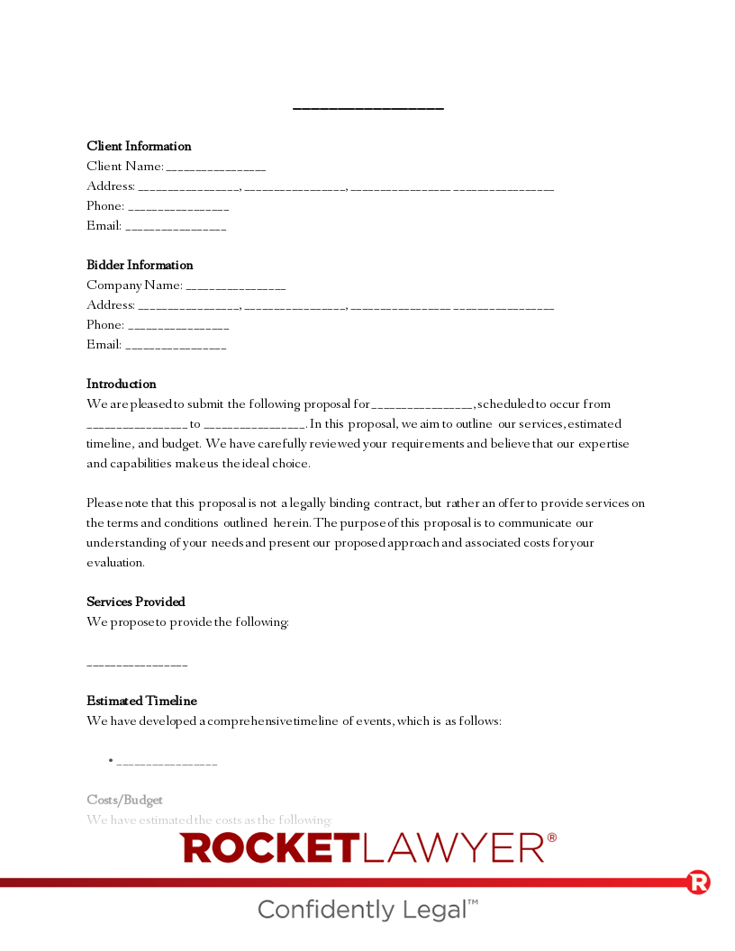 Free Printable Bid Template