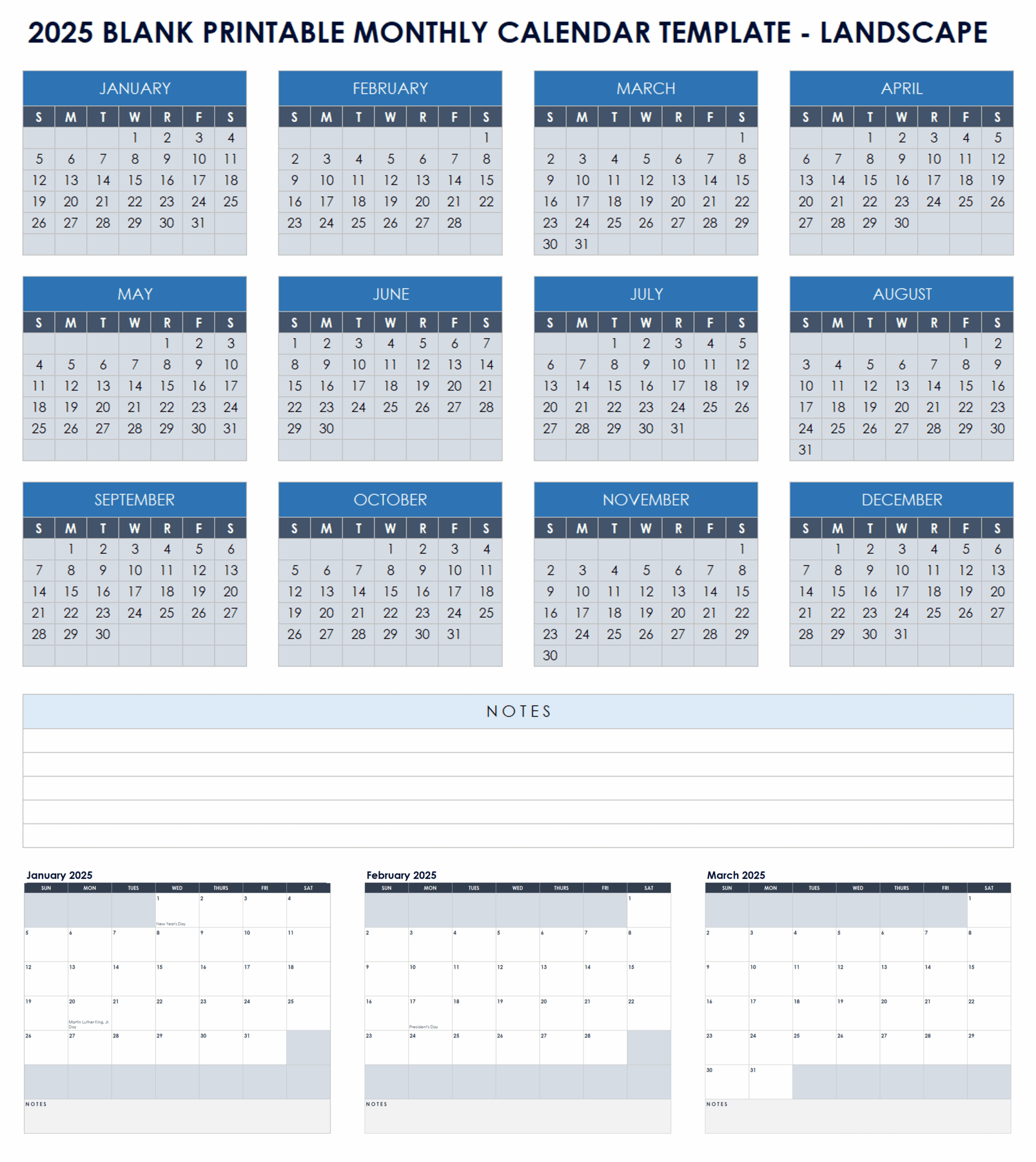 Generic Blank Printable Calendar
