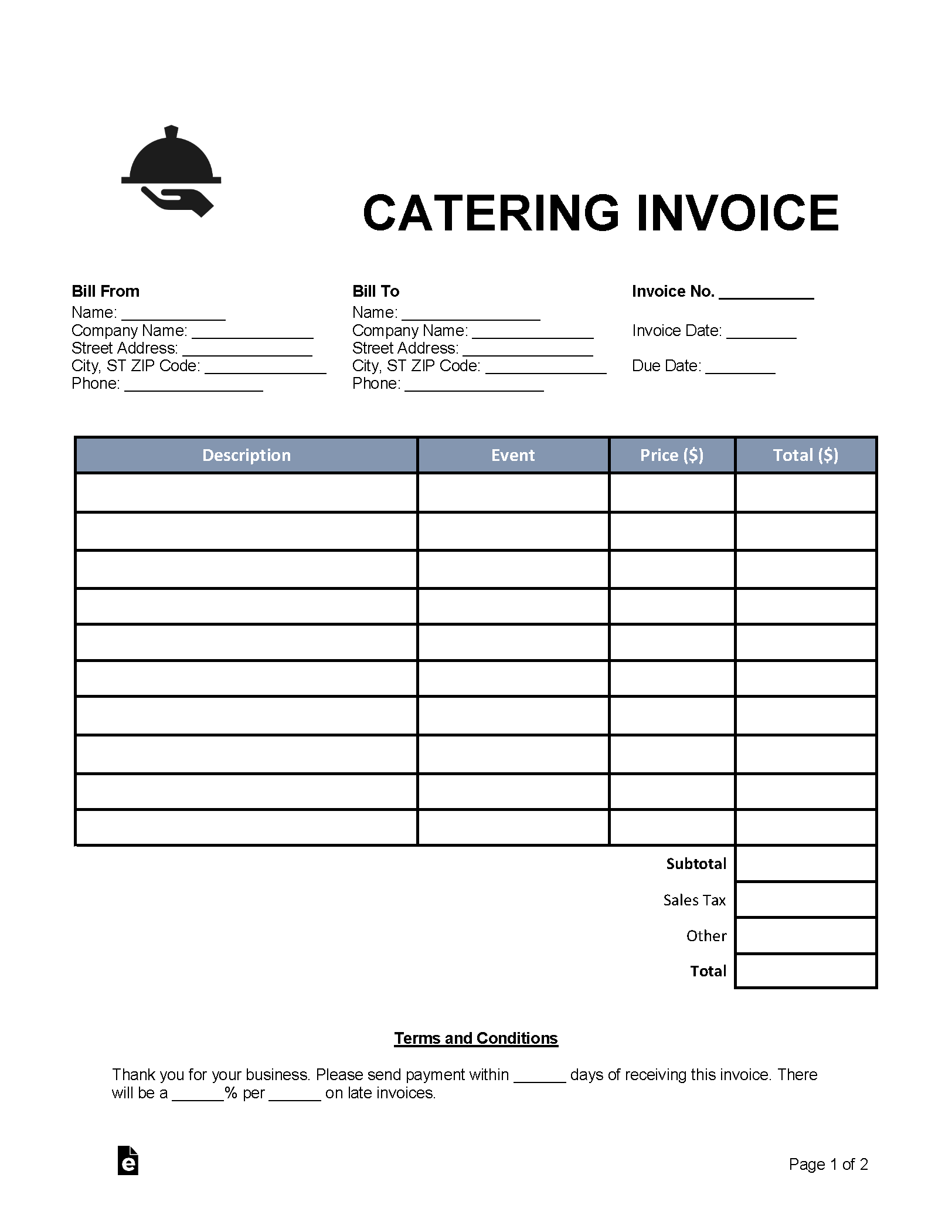 Printable Blank Invoices Free