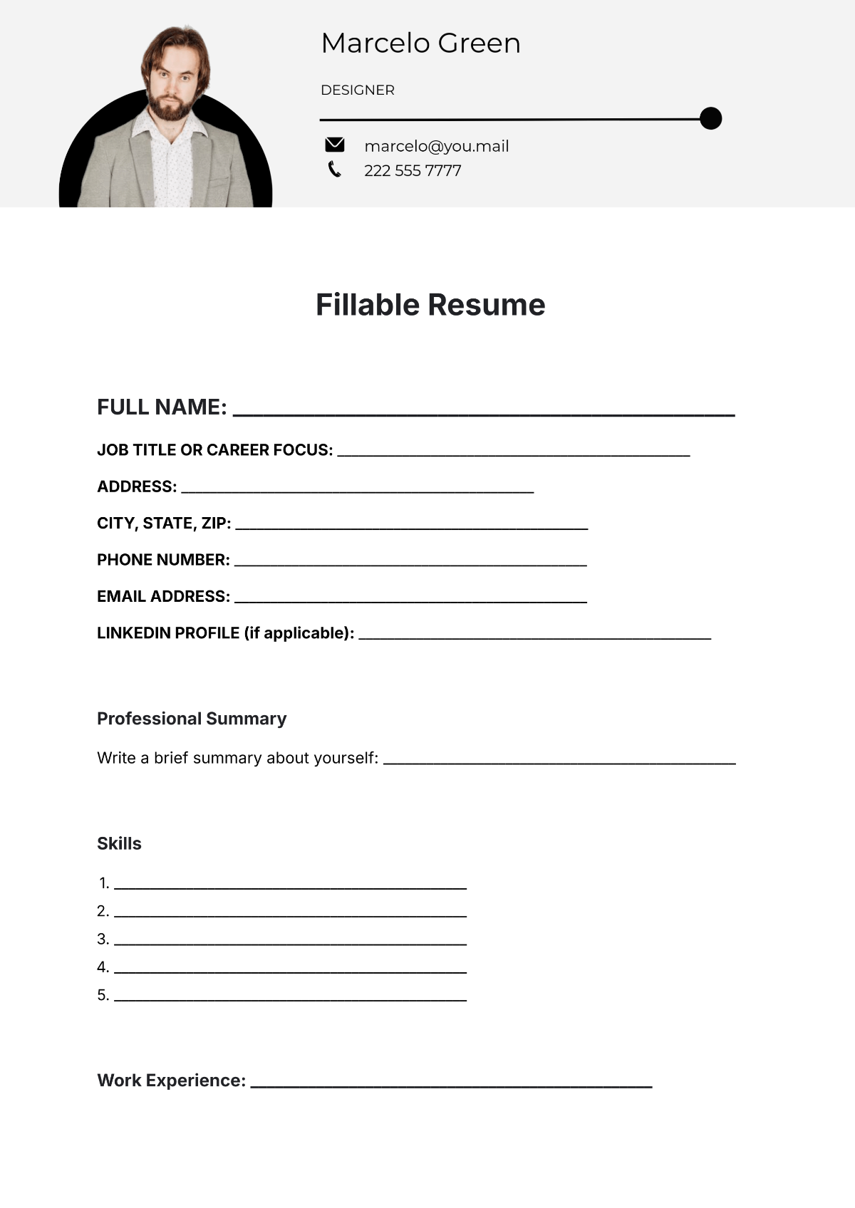 Blank Printable Resume Templates