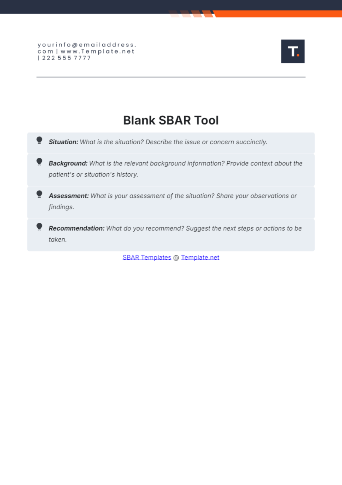 Printable Blank Sbar Template