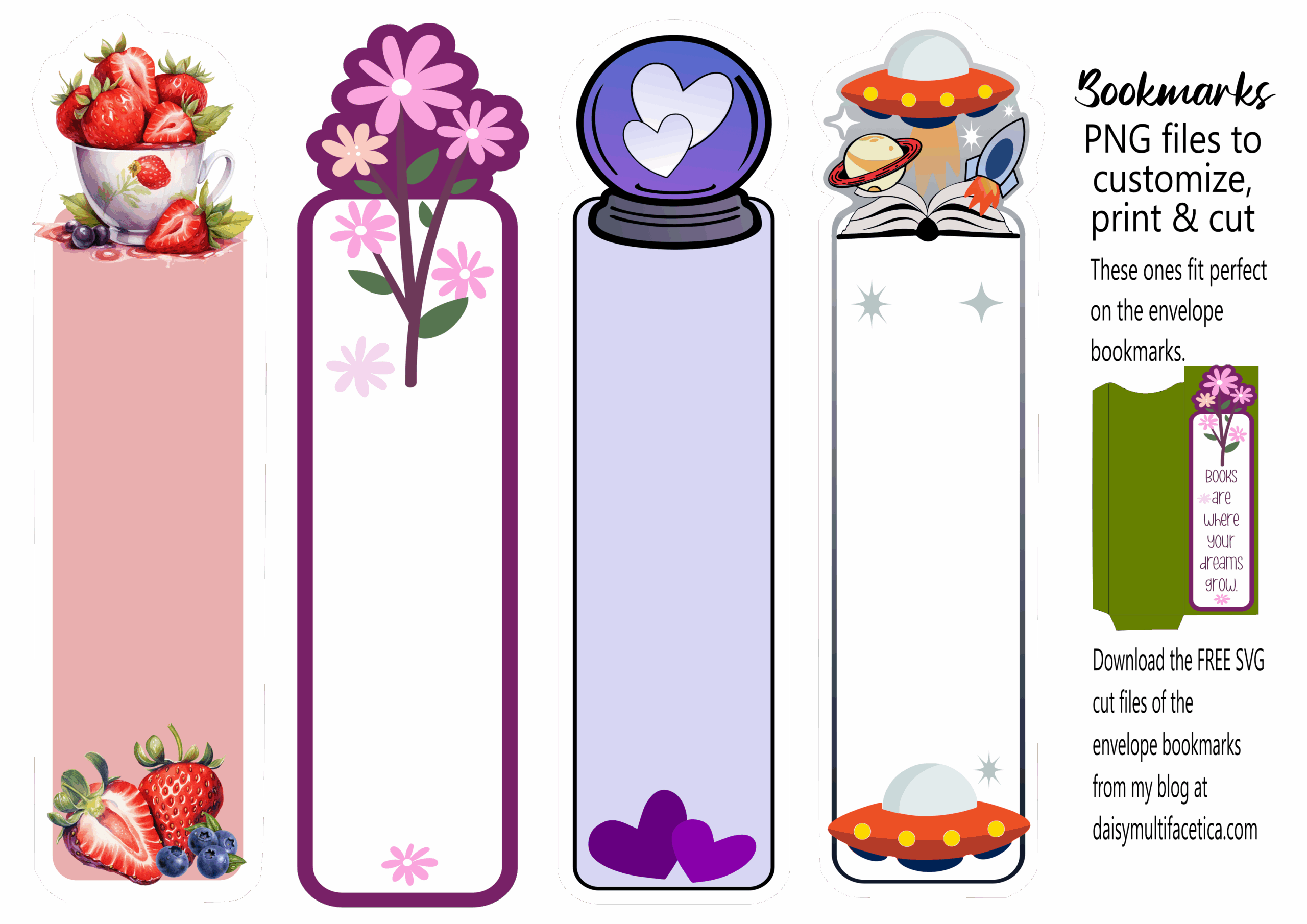 FREE Bookmark Templates SVG U0026 PNG For Cricut Printable Daisy Multifac tica
