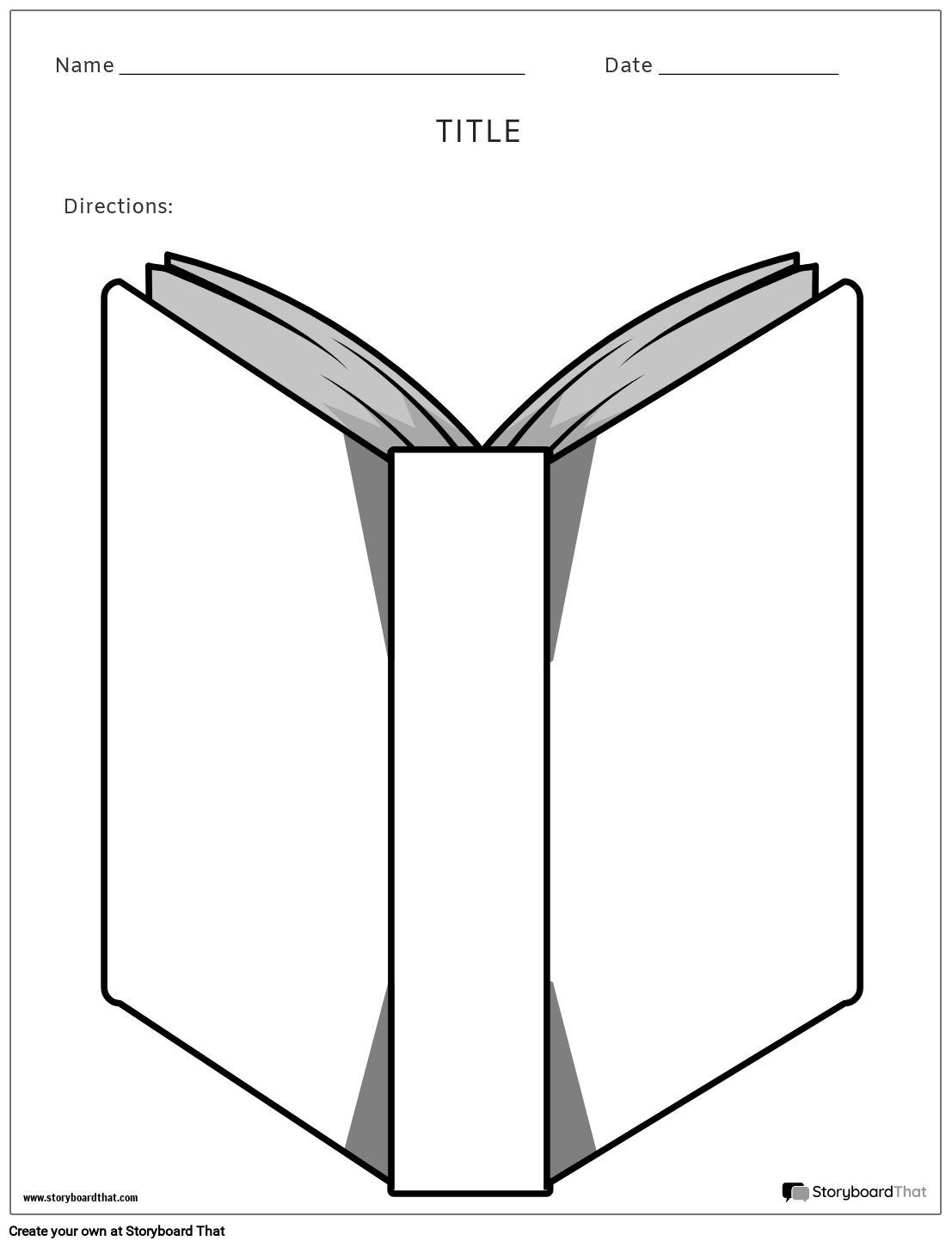 Printable Blank Book Cover Template