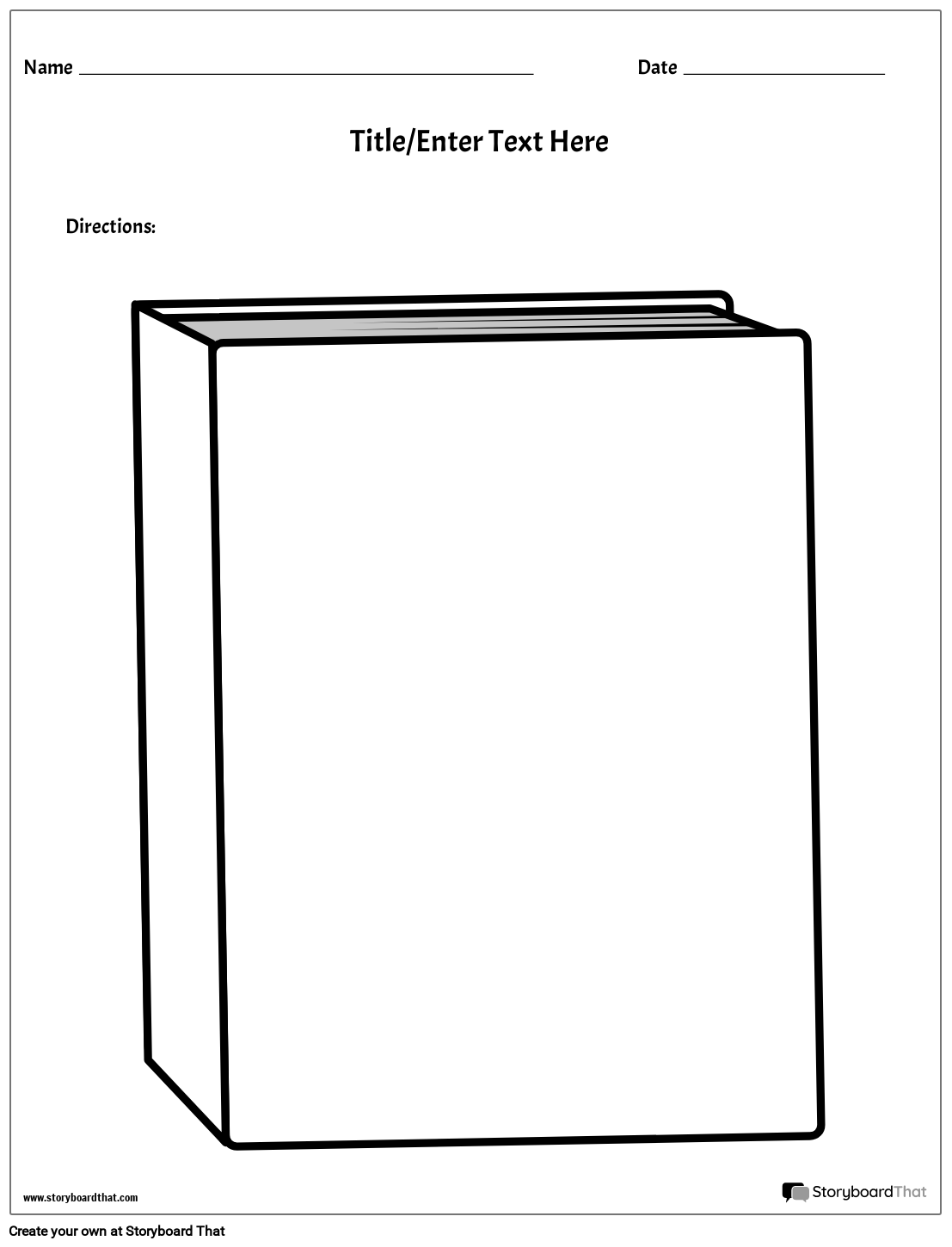 Printable Blank Book Cover Template