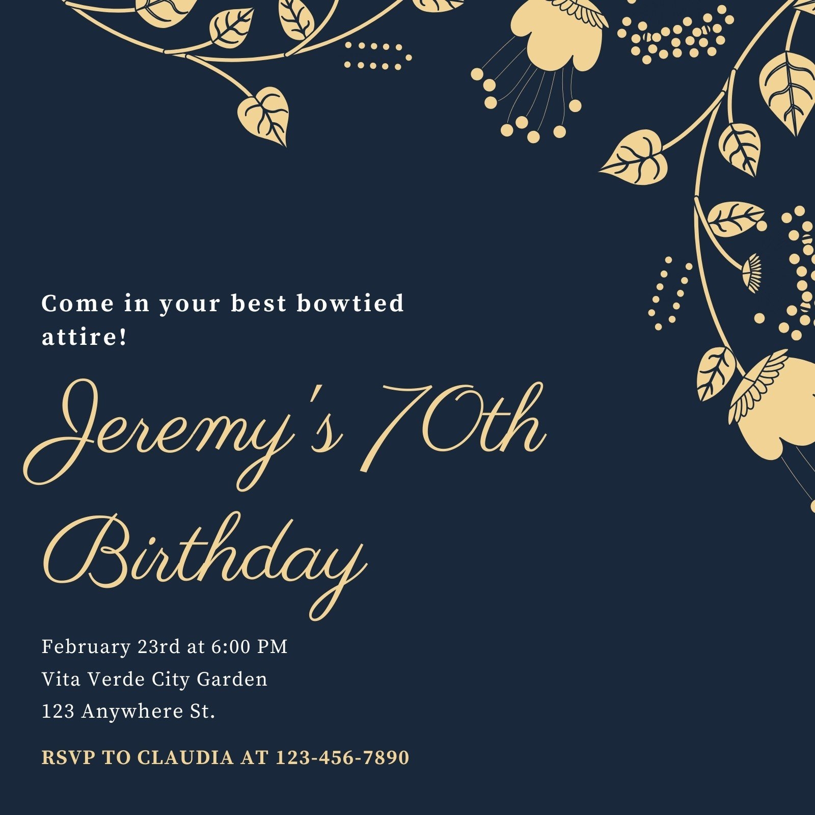 70th Birthday Invitation Templates Free Printable