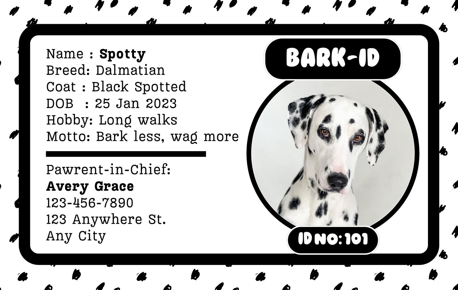 Free Printable Template Pet Id Tags