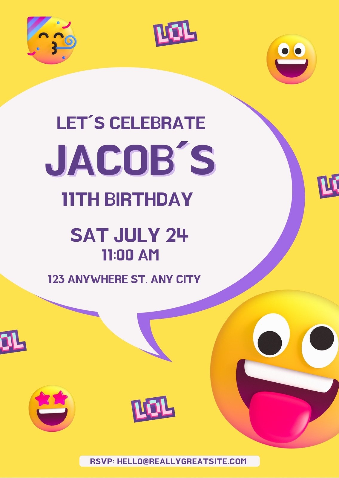 Free Printable Birthday Invites Templates Emoji