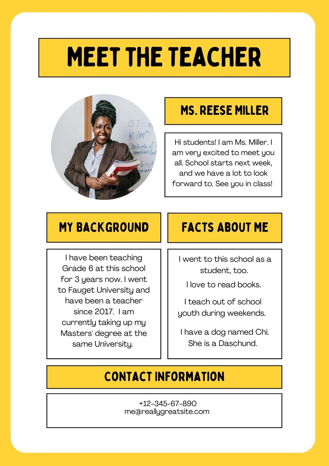 Free Printable Teacher Template