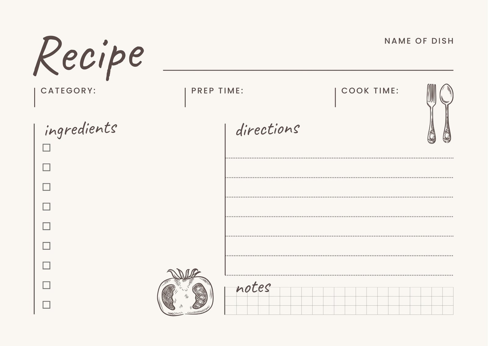 Free Printable Editable Recipe Card Template.