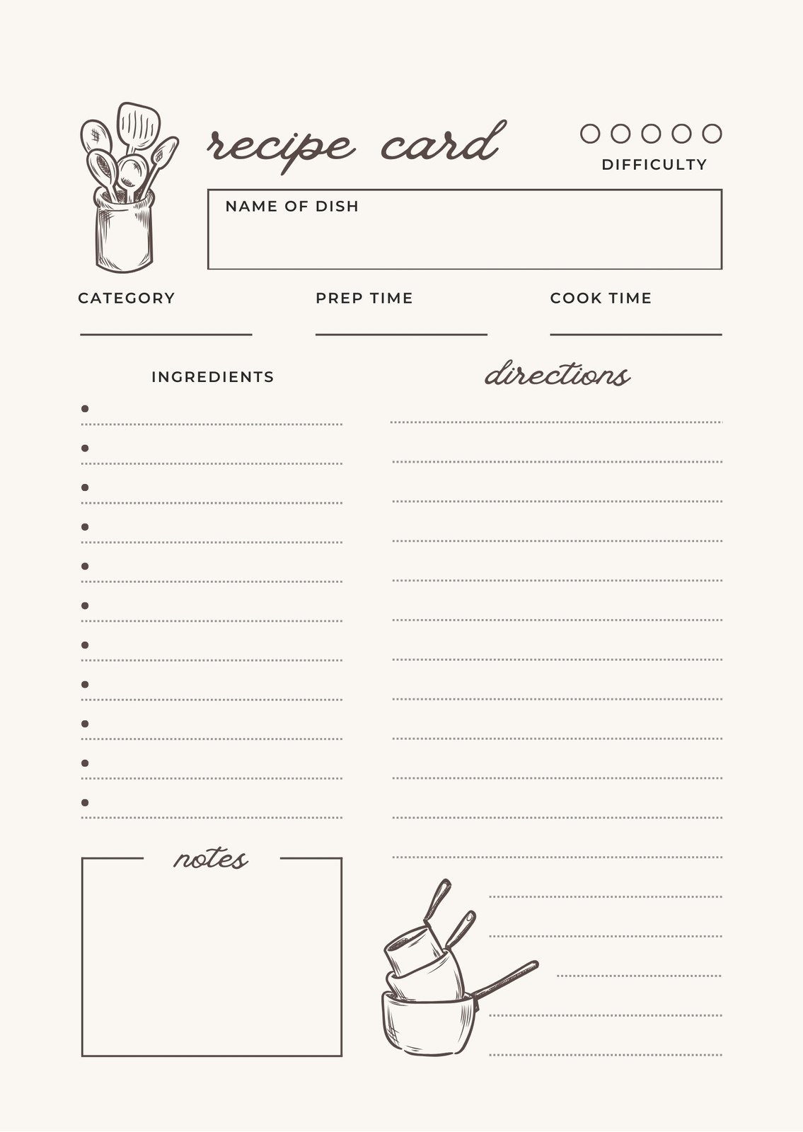 Blank Recipe Template Printable