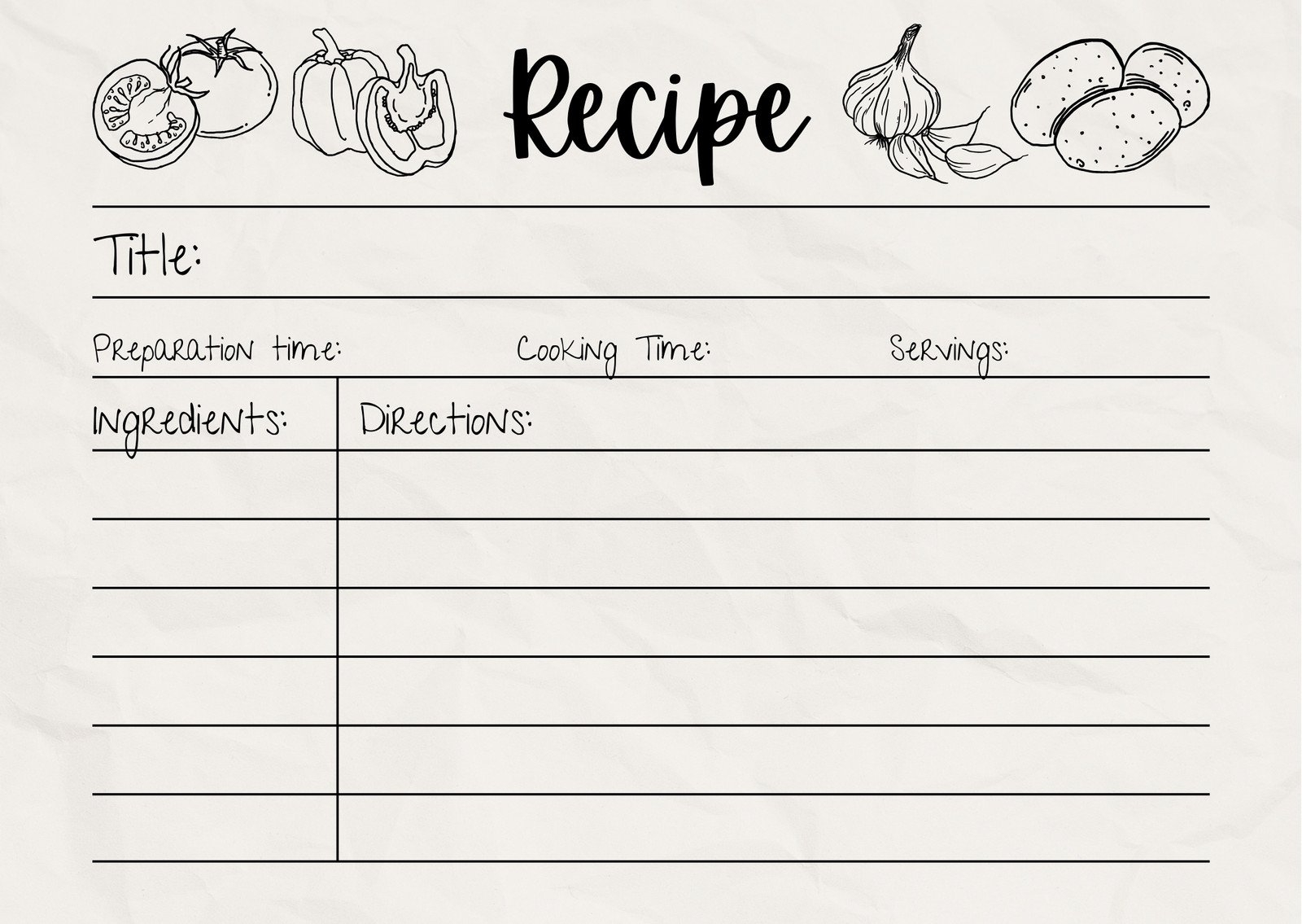 Blank Recipe Template Printable
