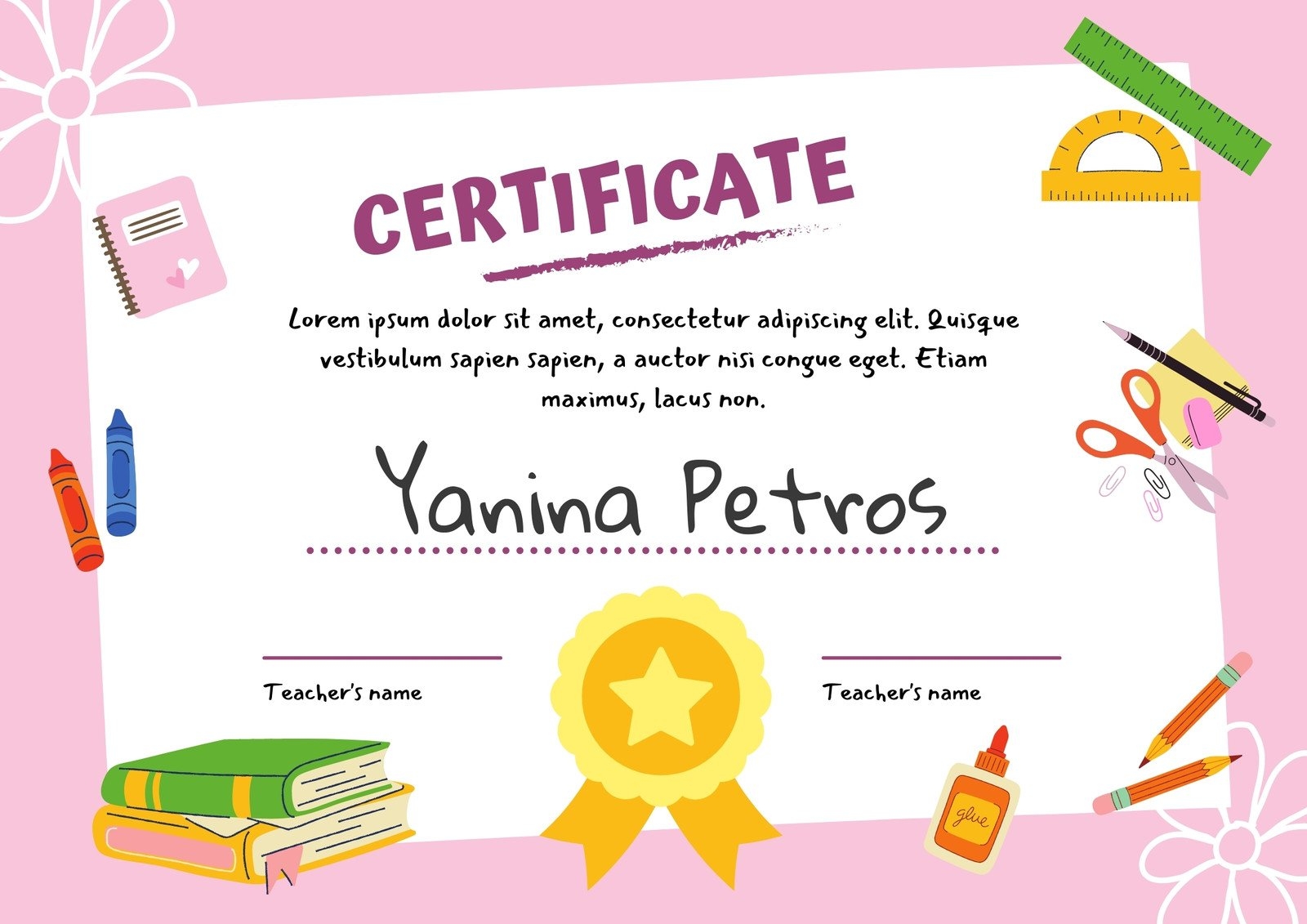 Free Custom Printable School Certificate Templates Canva