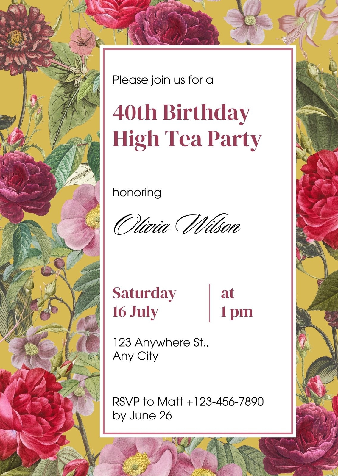 Free Printable High Tea Templates