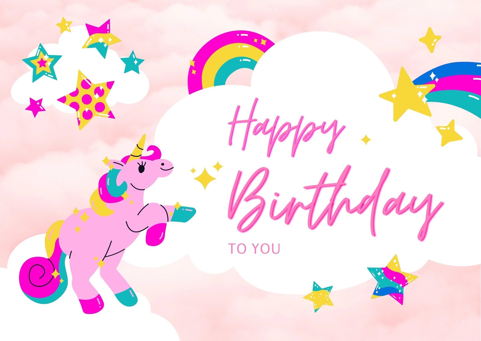 Free Printable Unicorn Birthday Card Template