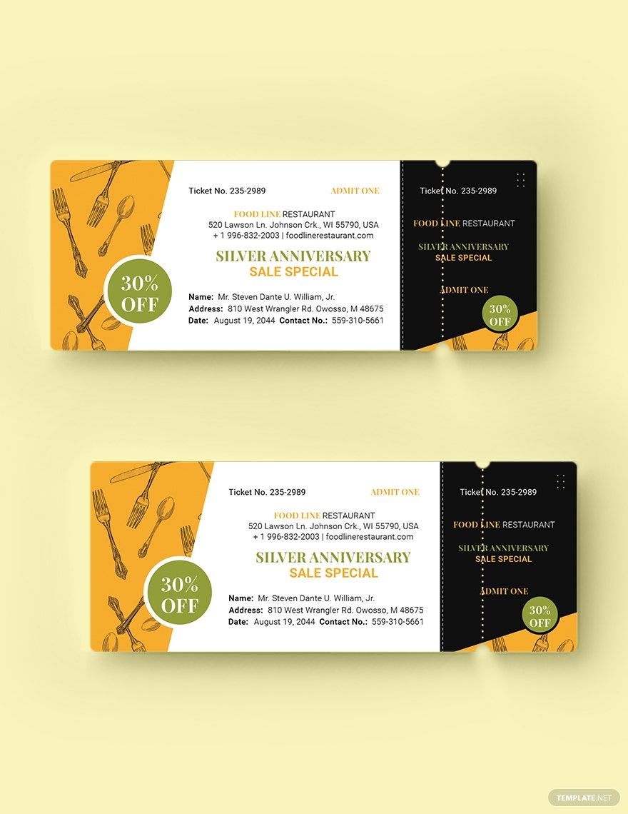Free Dinner Ticket Templates Editable And Printable