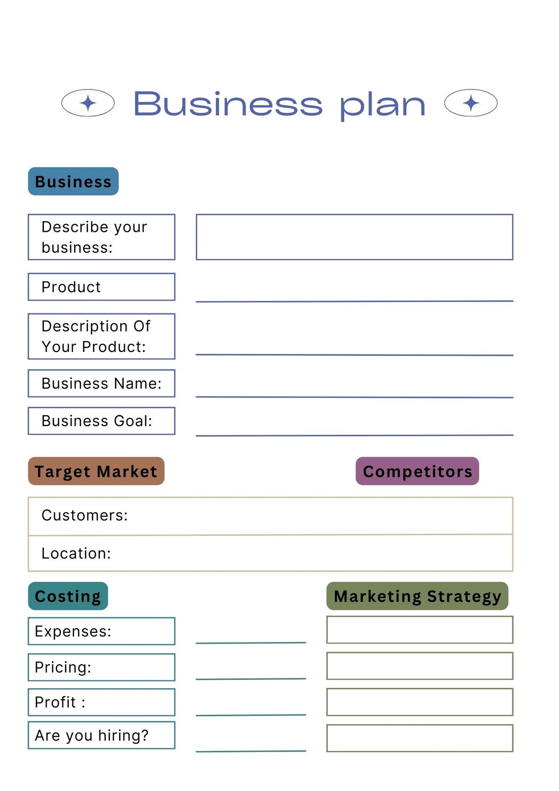 Printable Simple Business Plan Template Free