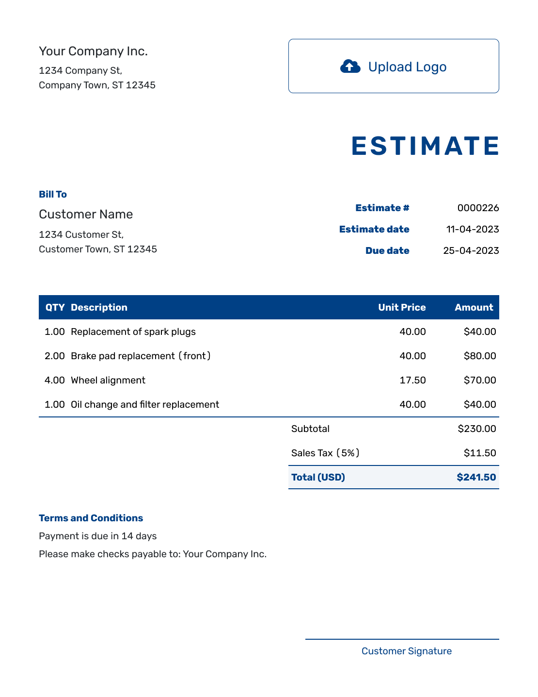 Free Estimate Template Business Templates Docelf
