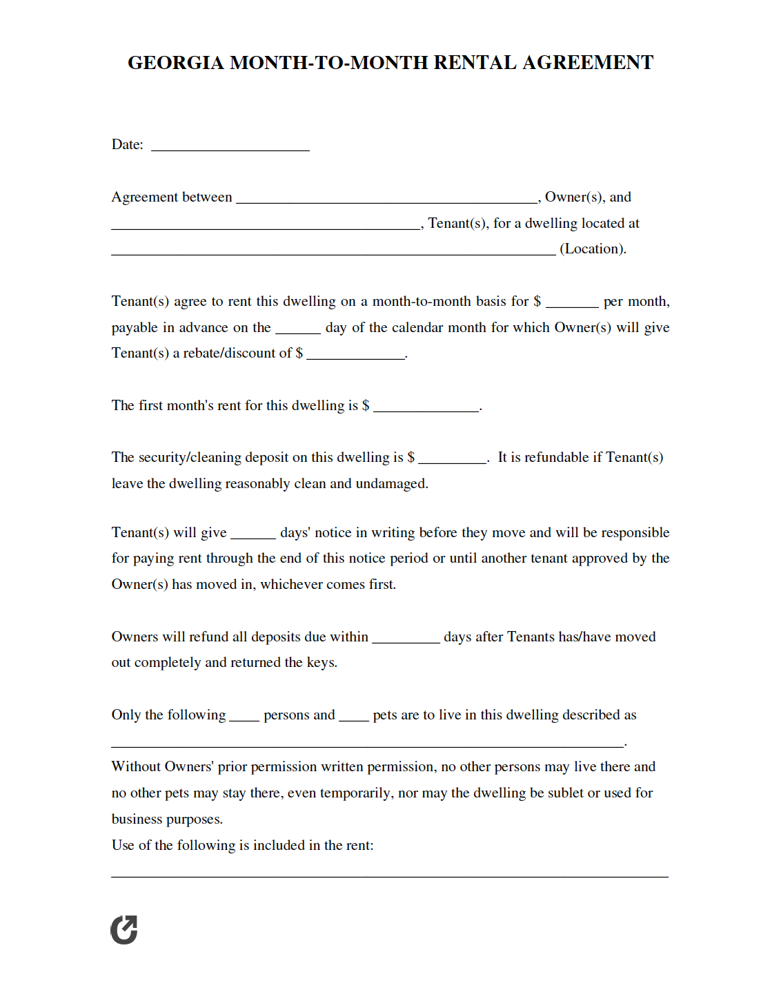 Free Printable Georgia Lease Agreement Template