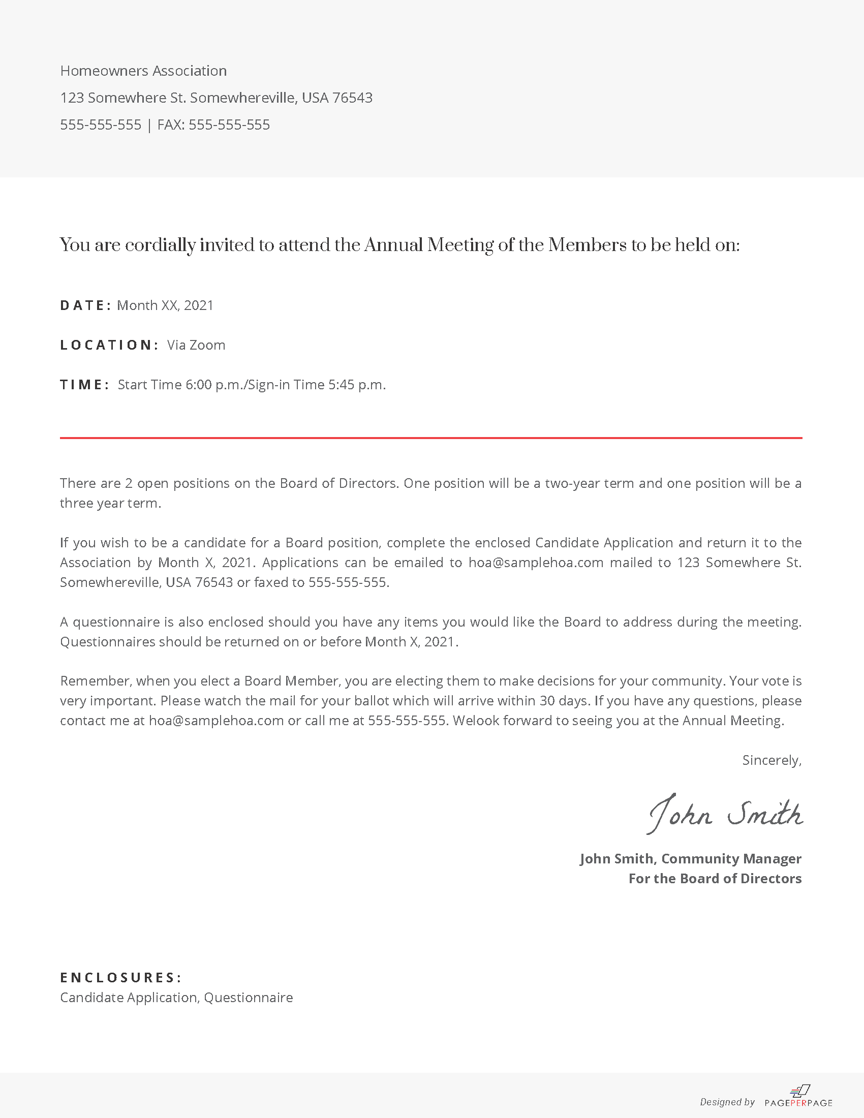 Free Printable Hoa Forms And Templates