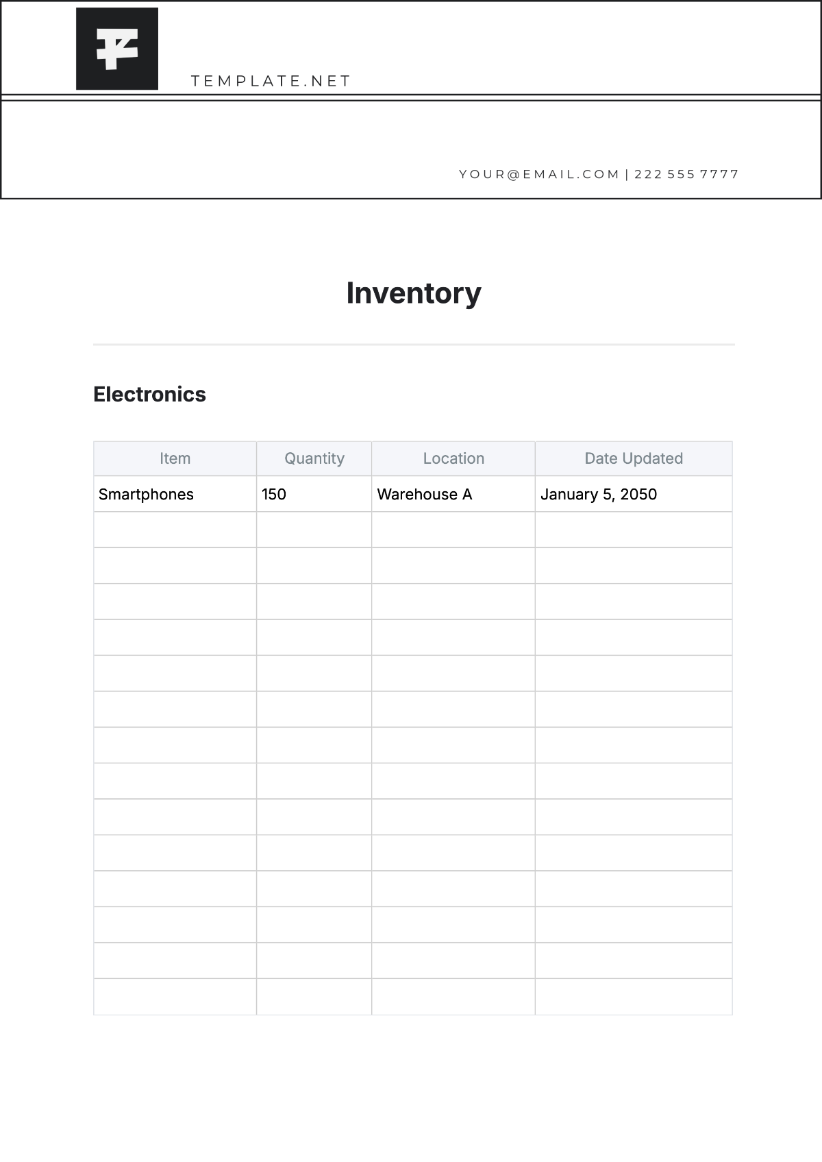 Free Template For Inventory List