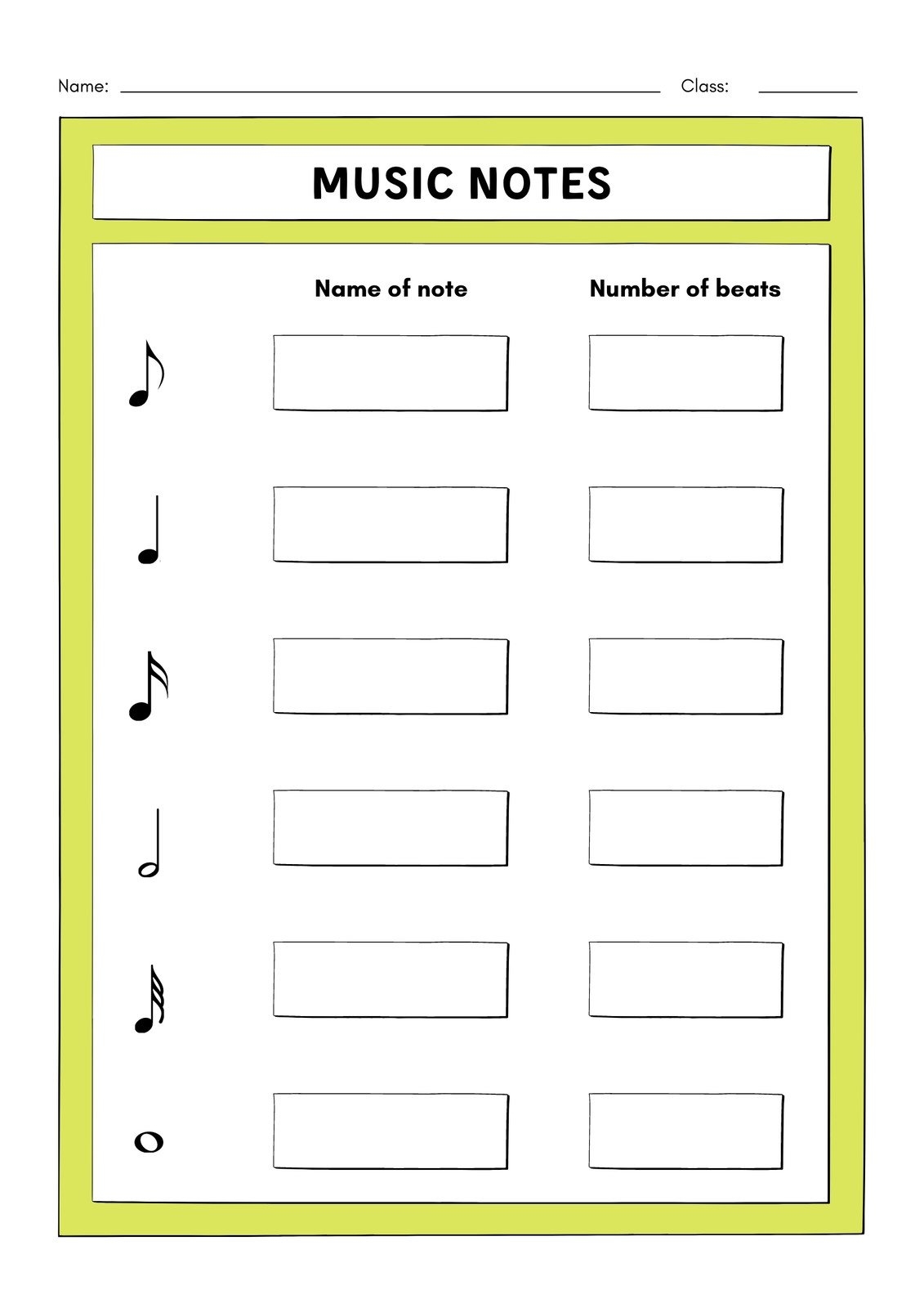 Free Printable Music Worksheets