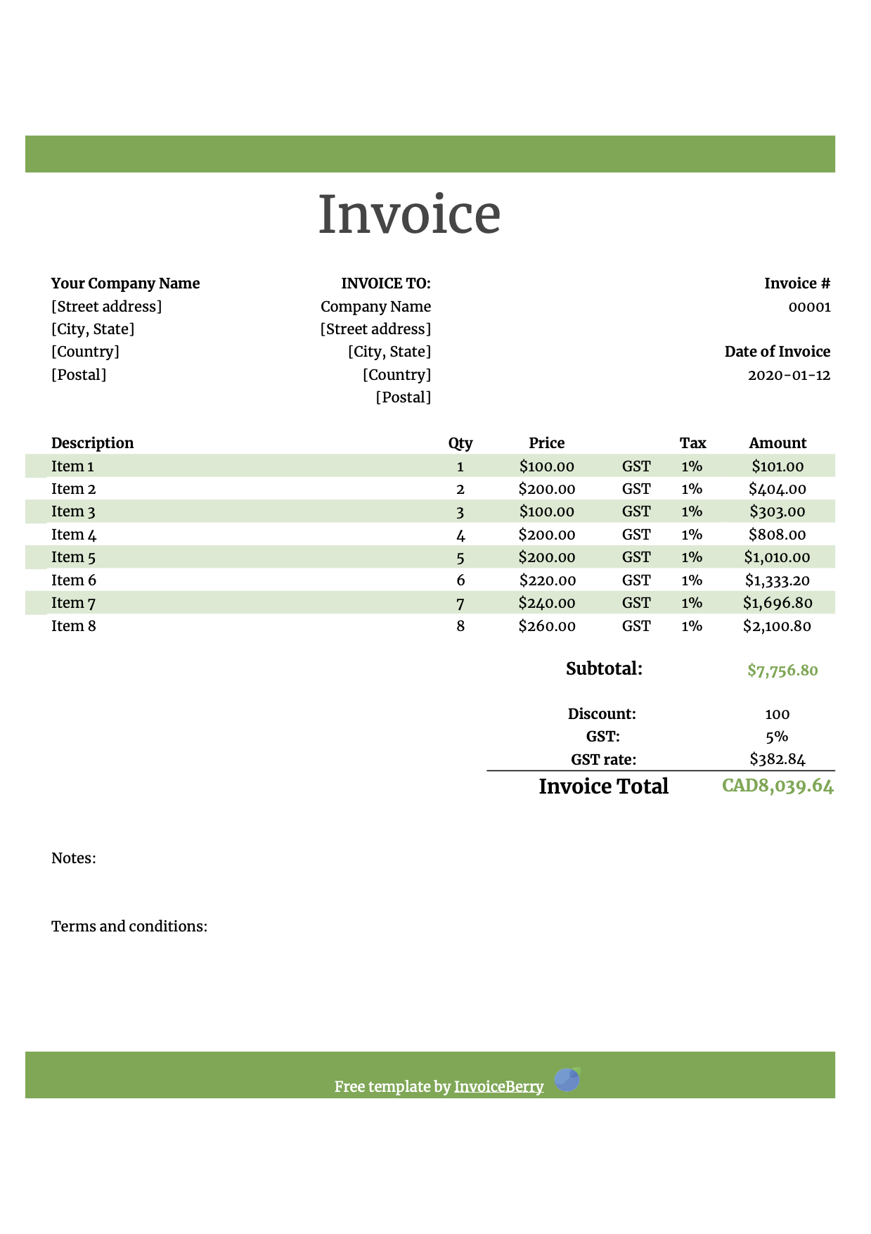 Free Printable Invoice Templates For Mac