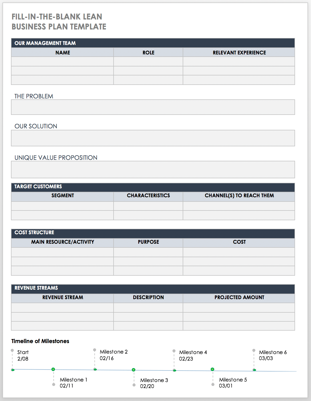 Business Plan Template Free Printable Pdf