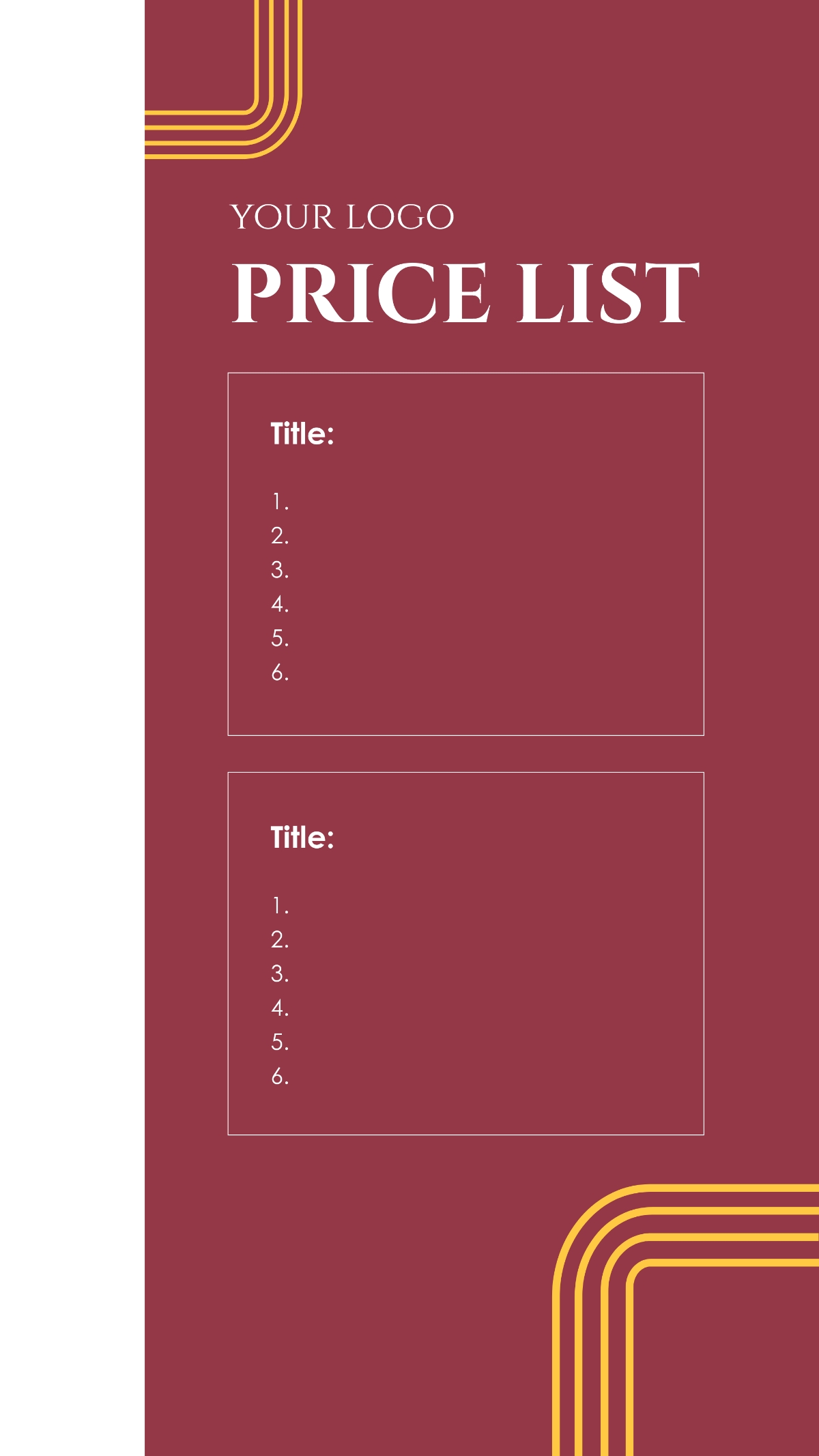 Free Price List Templates To Edit Online U0026 Print