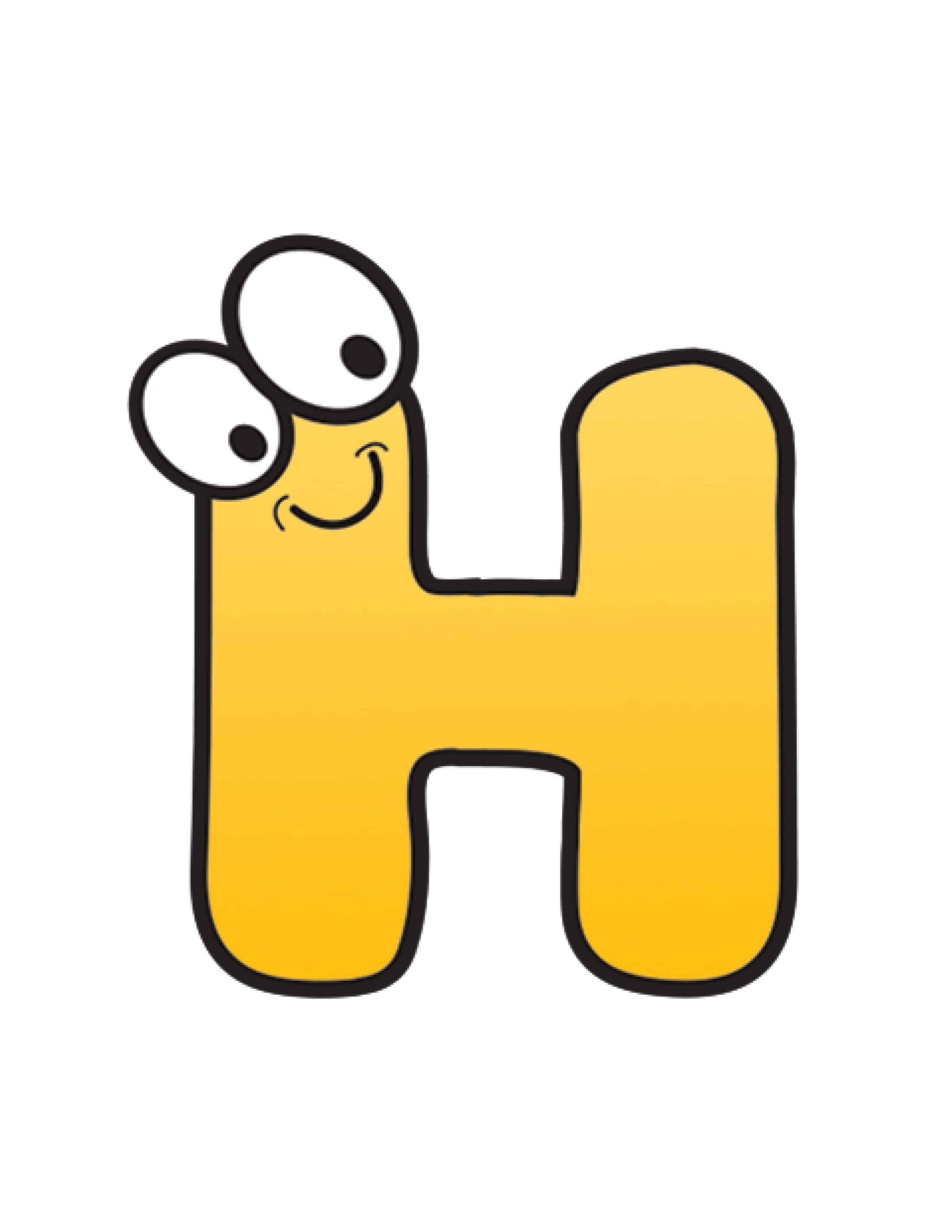 Free Printable Alphabet Letters Colorful Cartoon Letter H