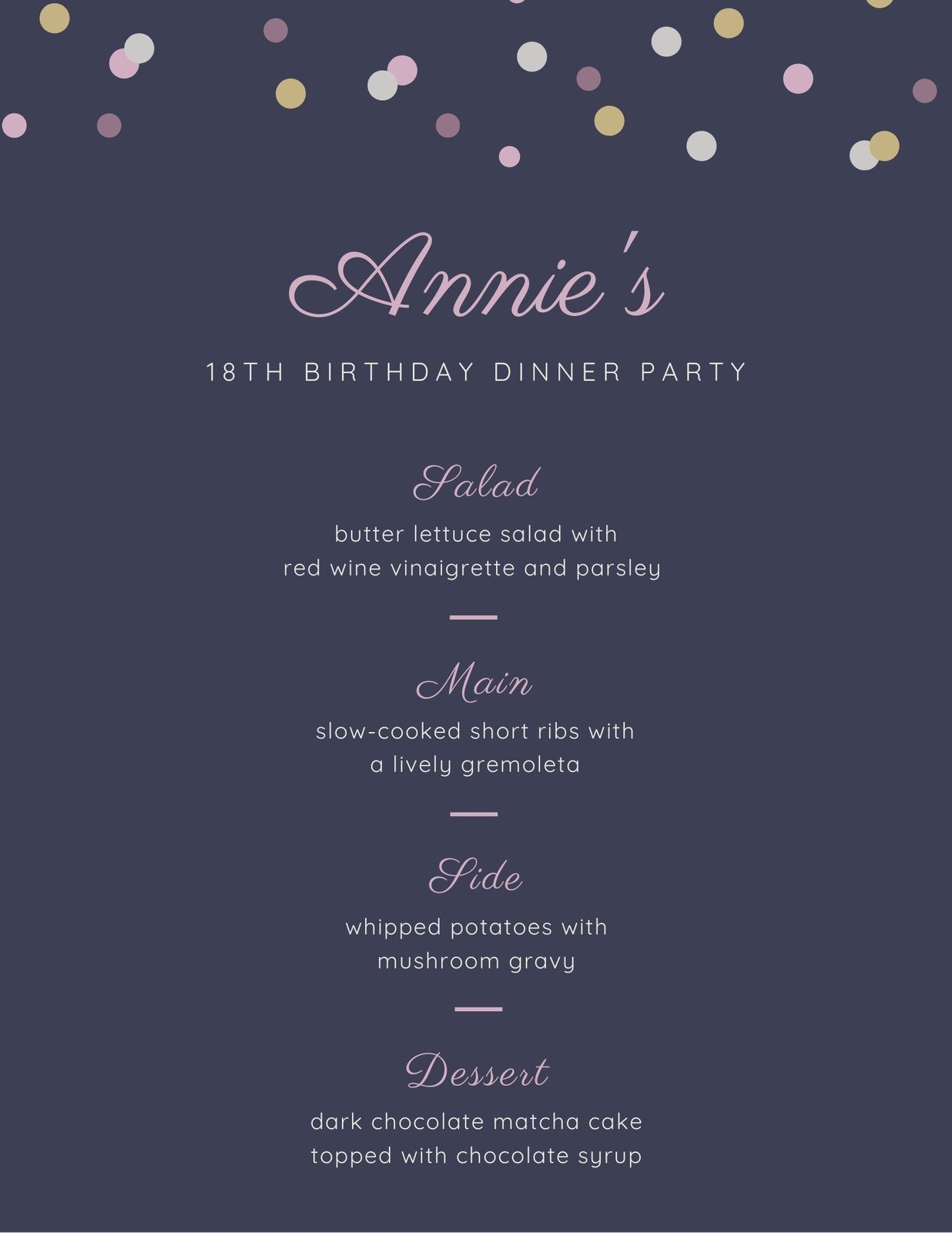 Free Printable Dinner Party Menu Templates