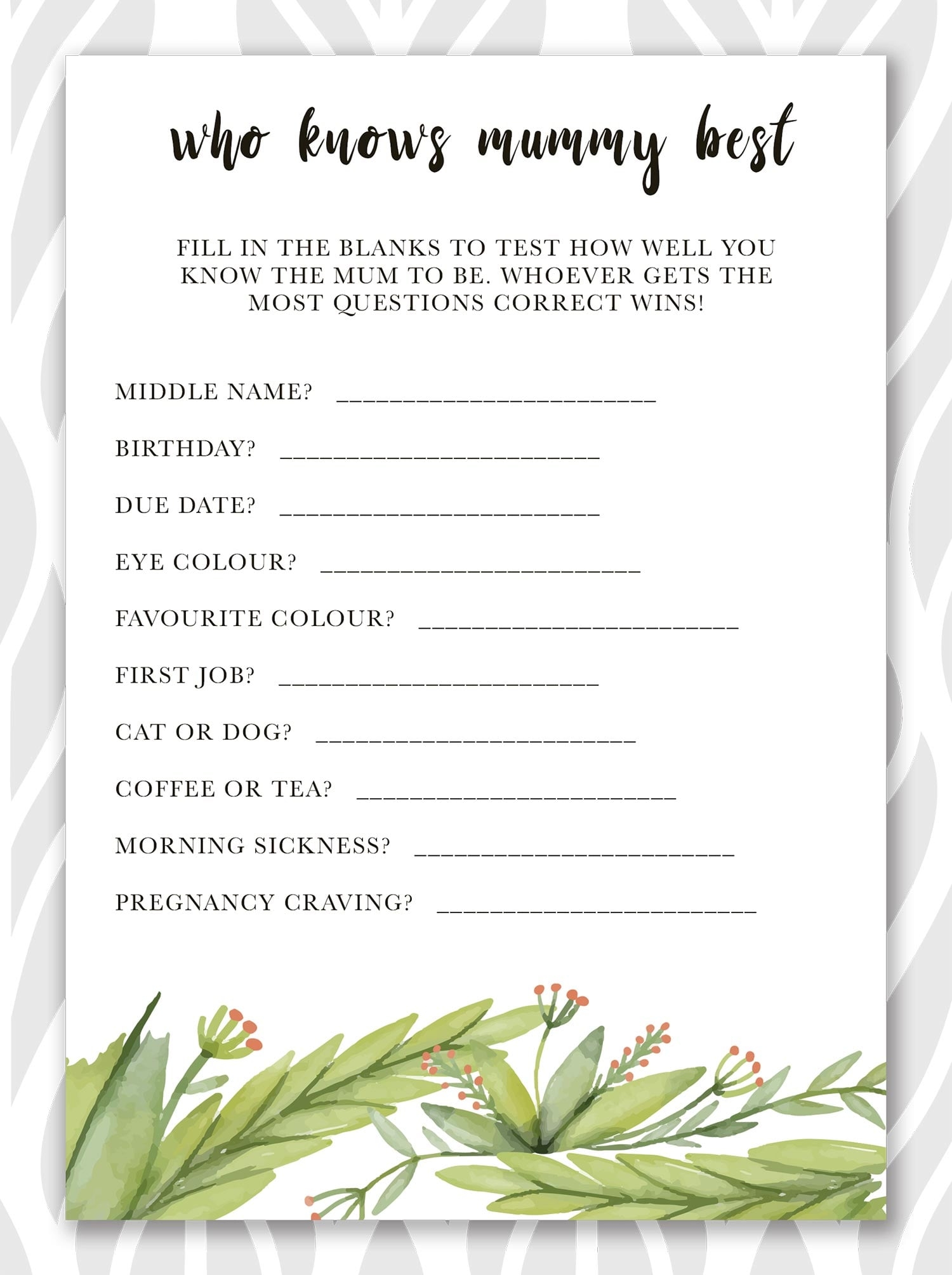 Baby Shower Games Template Free Printable