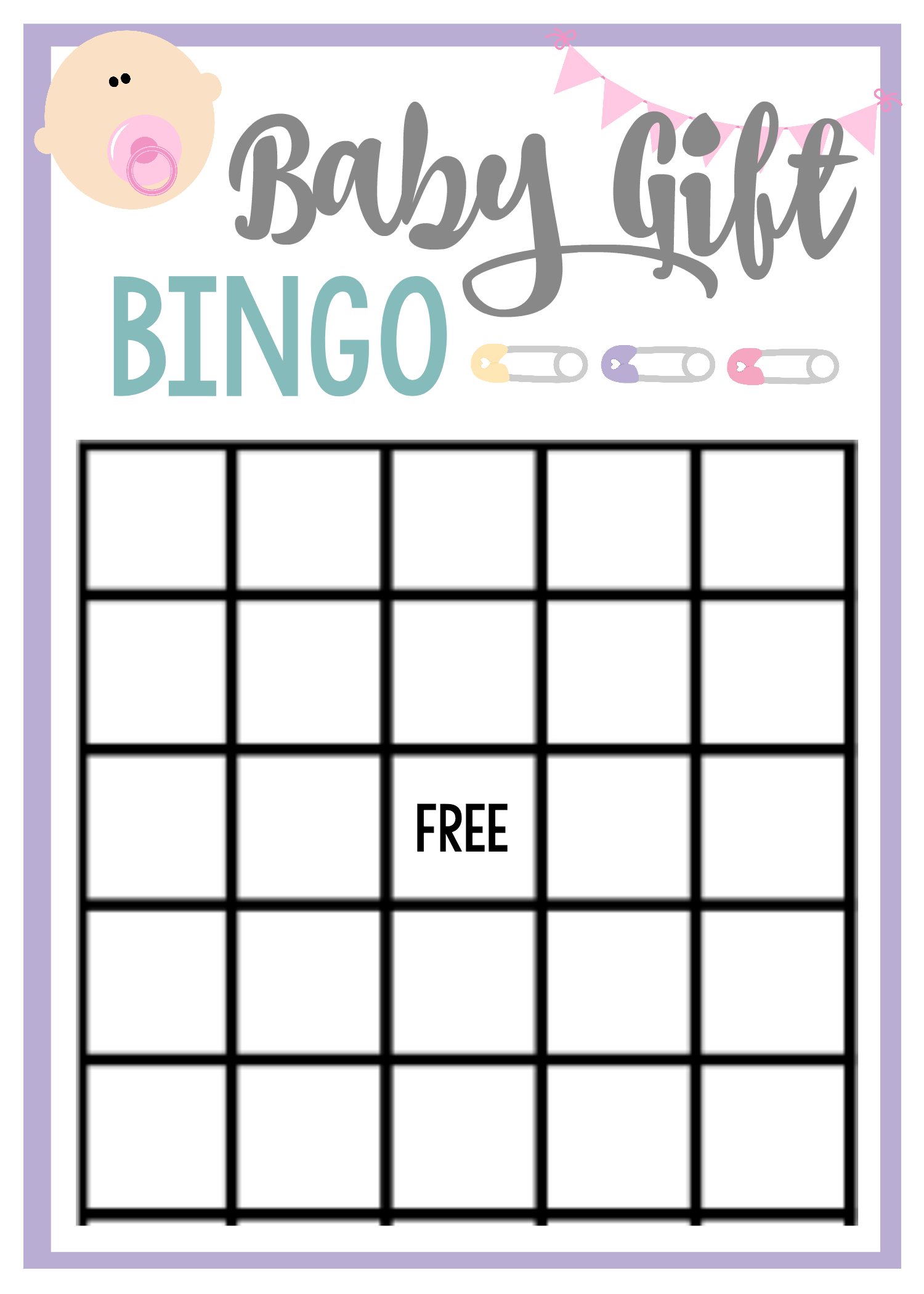 Free Blank Printable Baby Shower Bingo